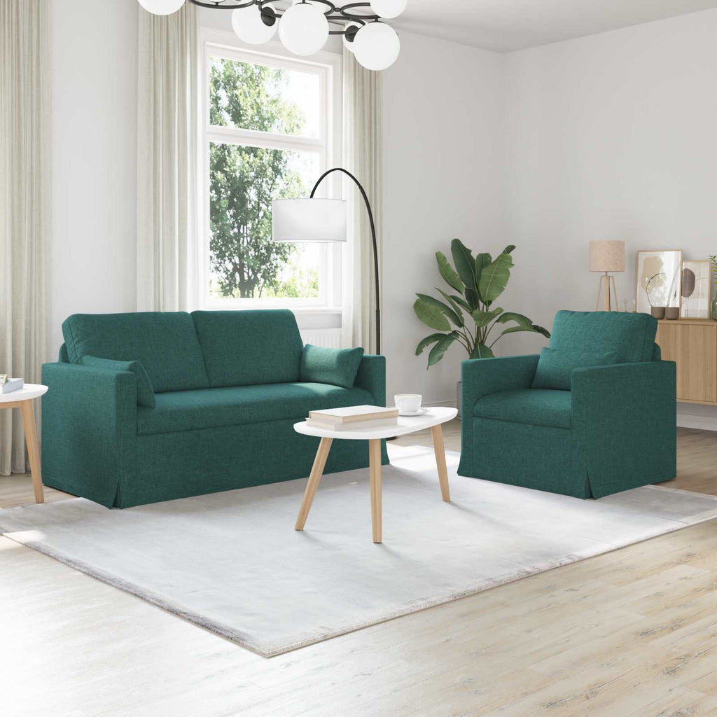 vidaXL Zestaw Sof 2 pcs Ciemna zieleń 158 x 78 x 80 cm tkanina