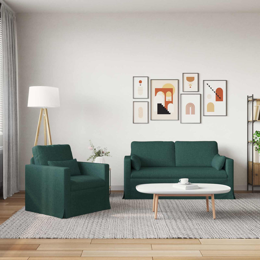 vidaXL Zestaw Sof 2 pcs Ciemna zieleń 158 x 78 x 80 cm tkanina