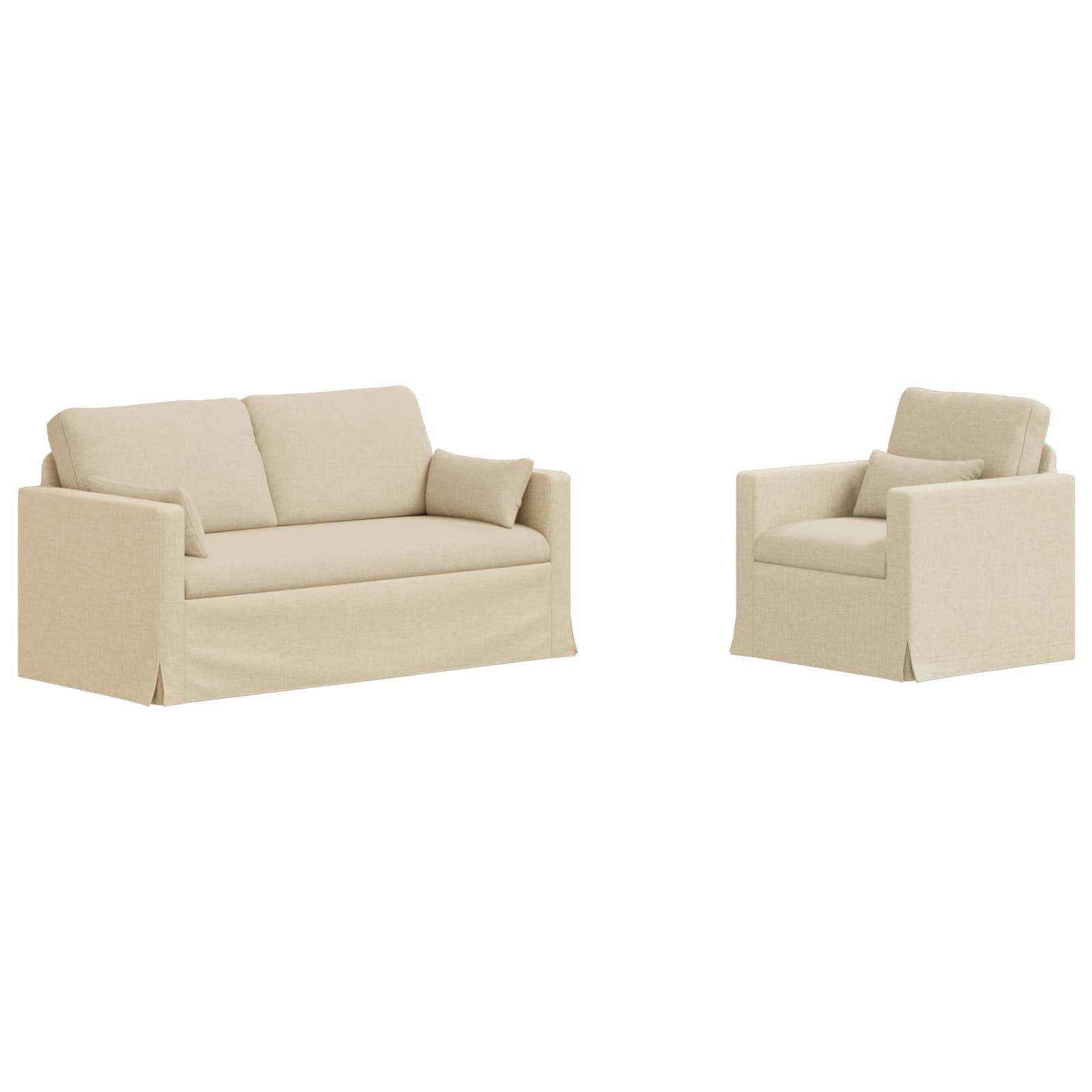 vidaXL Zestaw Sof 2 pcs Kremowy 158 x 78 x 80 cm tkanina
