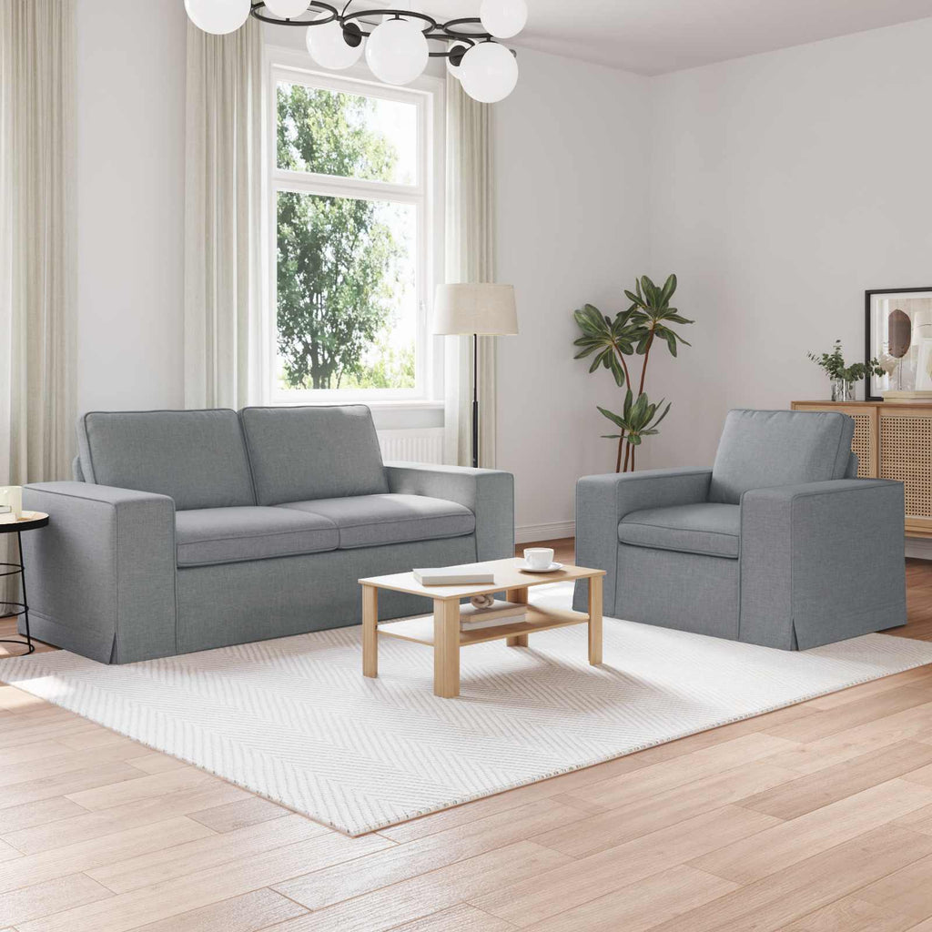 vidaXL Zestaw Sof 2 pcs Jasnoszary 182 x 80 x 82 cm tkanina