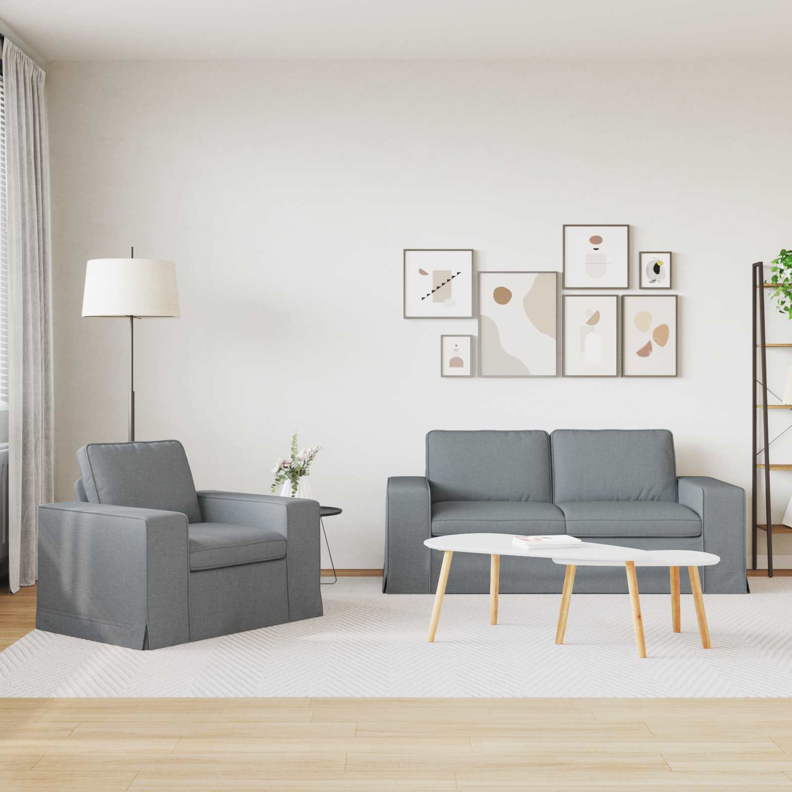 vidaXL Zestaw Sof 2 pcs Jasnoszary 182 x 80 x 82 cm tkanina
