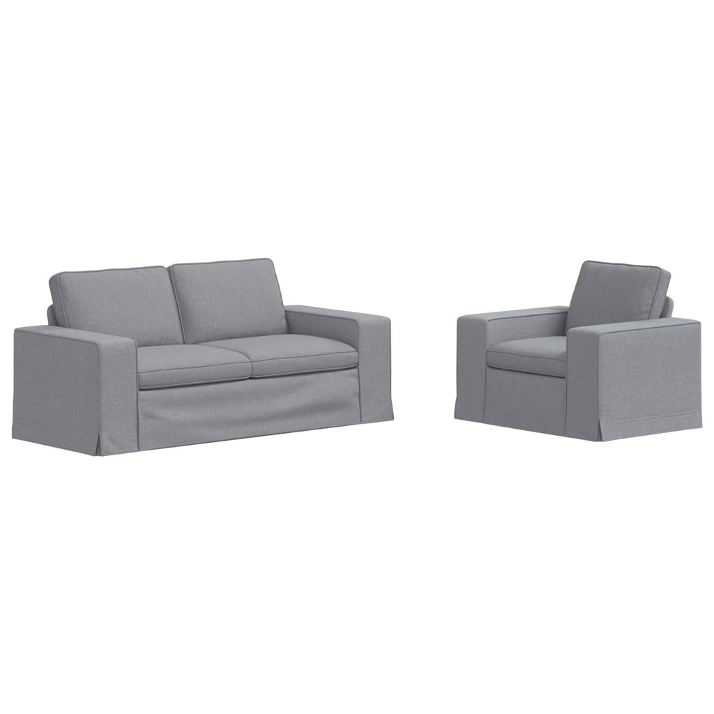 vidaXL Zestaw Sof 2 pcs Jasnoszary 182 x 80 x 82 cm tkanina