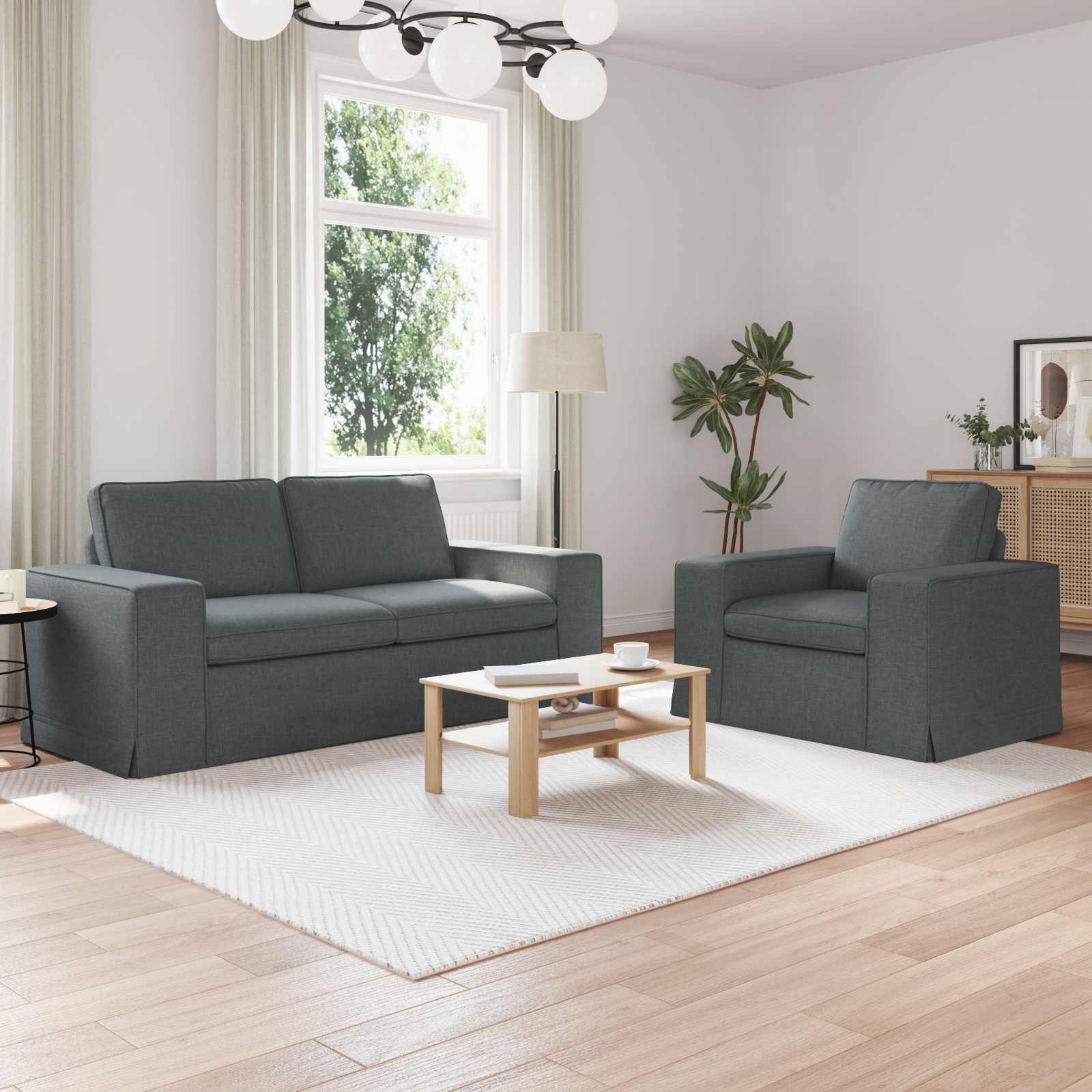vidaXL Zestaw Sof 2 pcs Ciemnoszary 182 x 80 x 82 cm tkanina