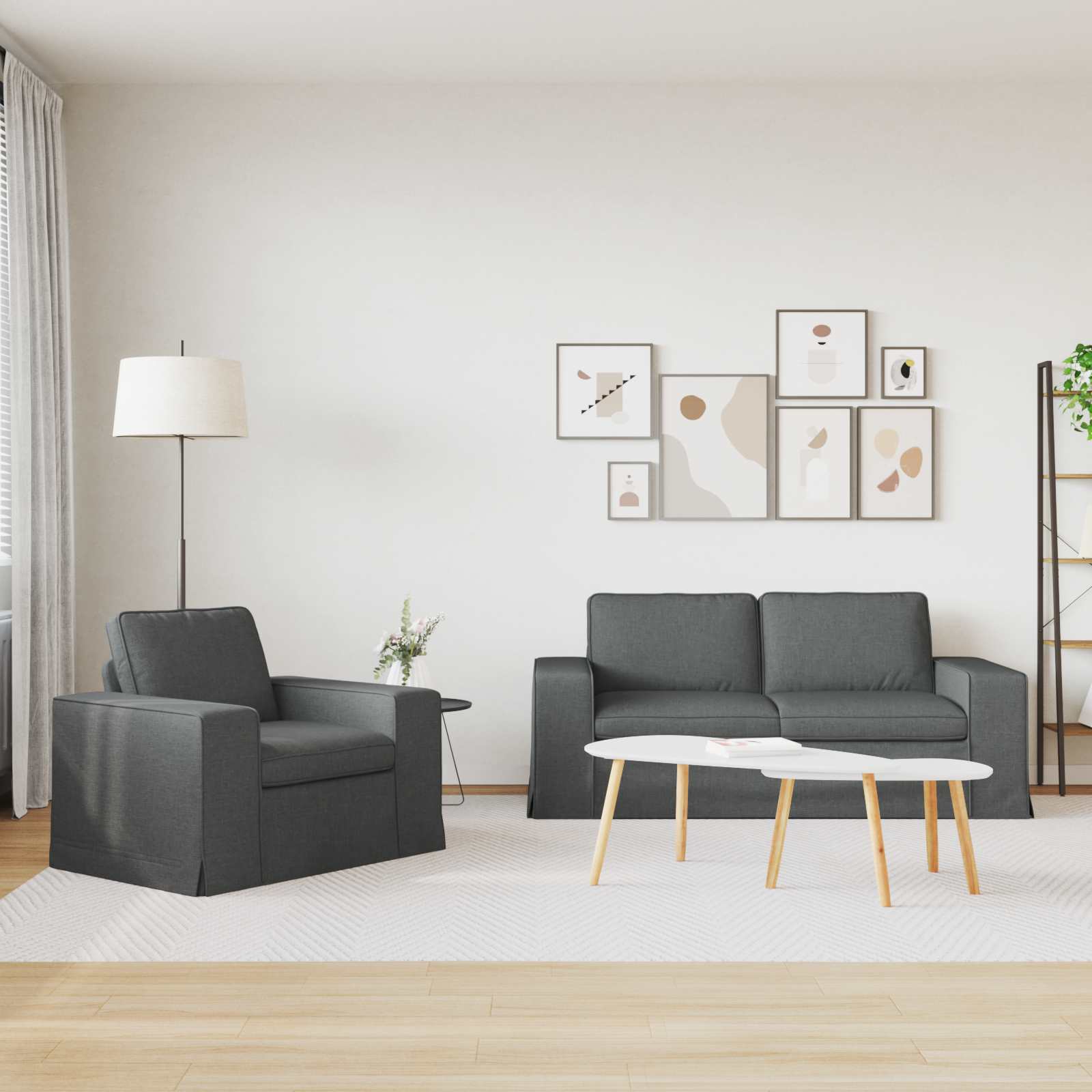 vidaXL Zestaw Sof 2 pcs Ciemnoszary 182 x 80 x 82 cm tkanina