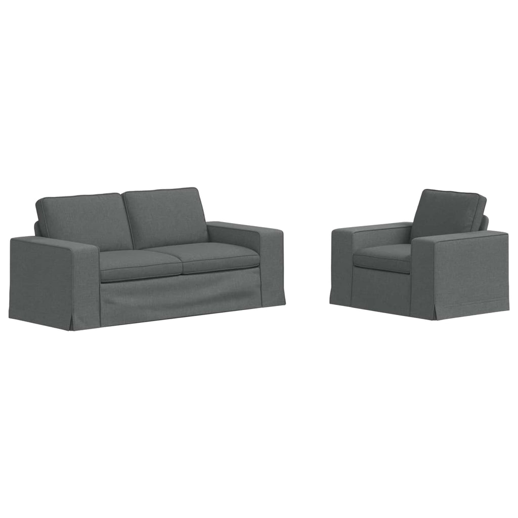 vidaXL Zestaw Sof 2 pcs Ciemnoszary 182 x 80 x 82 cm tkanina