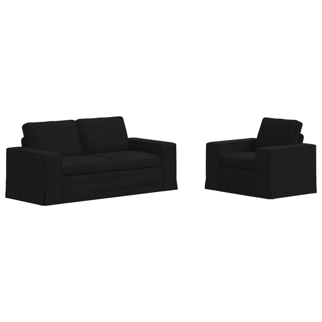 vidaXL Zestaw Sof 2 pcs Czarny 182 x 80 x 82 cm tkanina