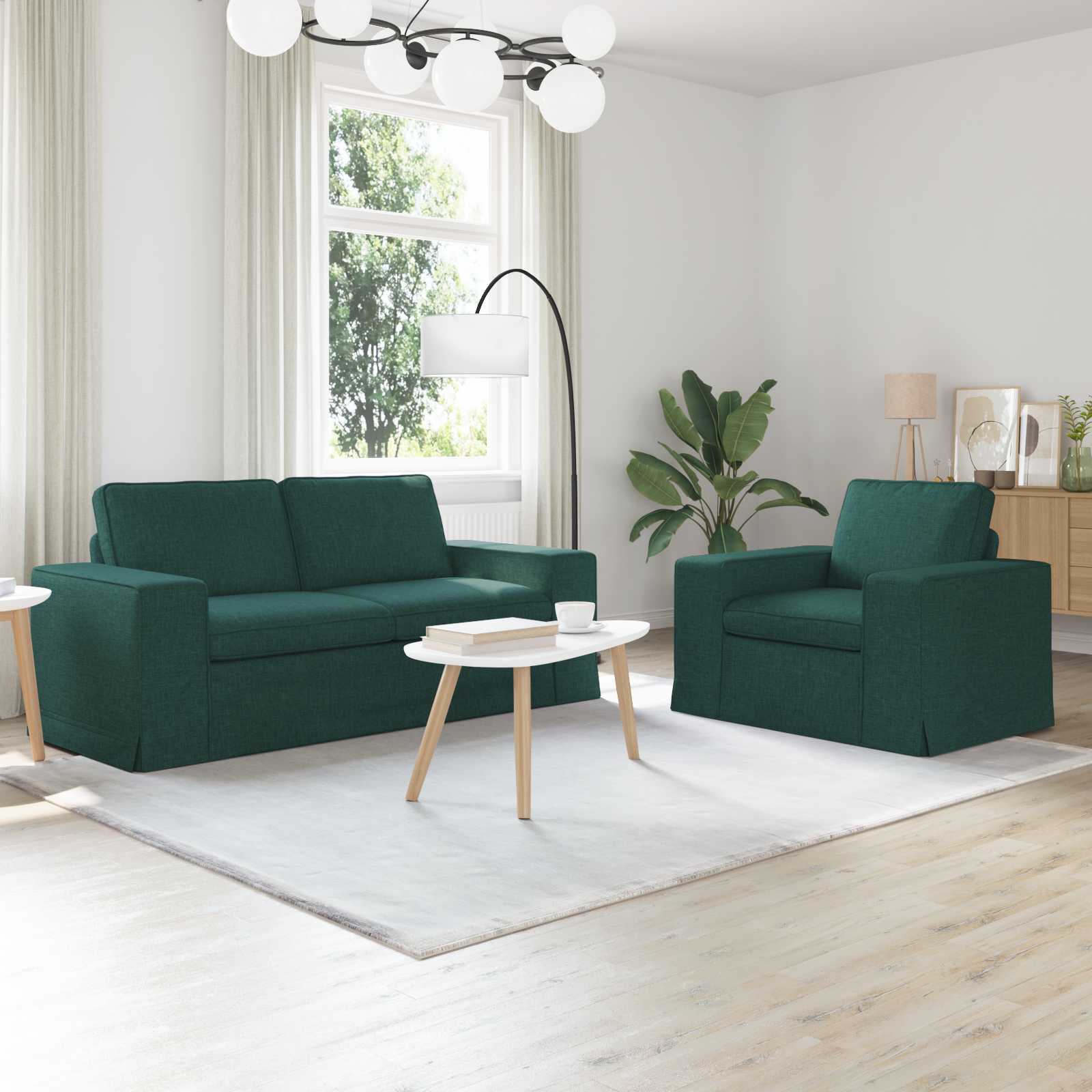 vidaXL Zestaw Sof 2 pcs Ciemna zieleń 182 x 80 x 82 cm tkanina