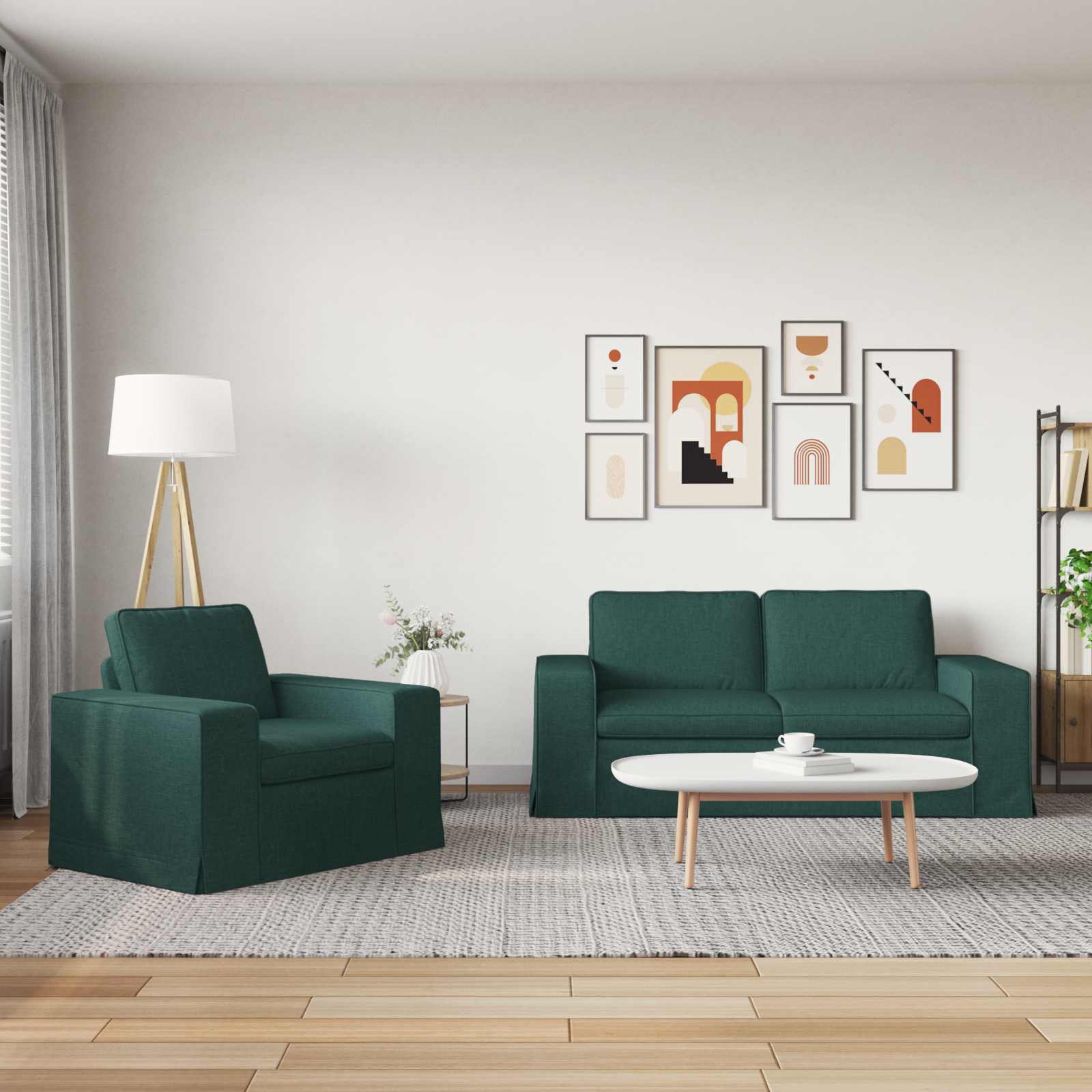 vidaXL Zestaw Sof 2 pcs Ciemna zieleń 182 x 80 x 82 cm tkanina