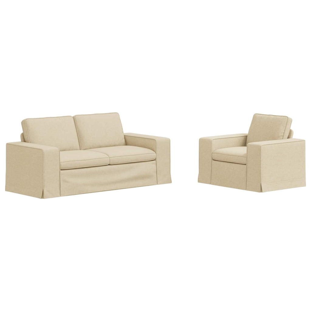 vidaXL Zestaw Sof 2 pcs Kremowy 182 x 80 x 82 cm tkanina