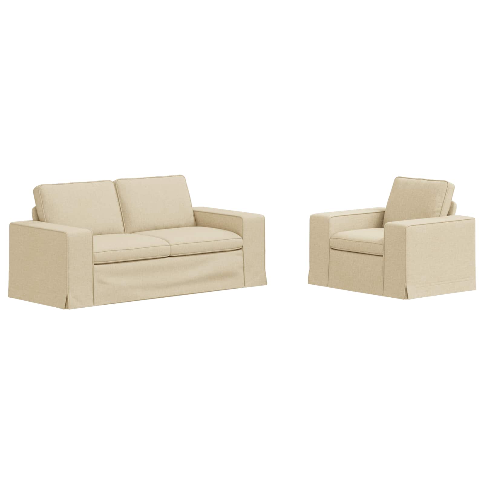 vidaXL Zestaw Sof 2 pcs Kremowy 182 x 80 x 82 cm tkanina