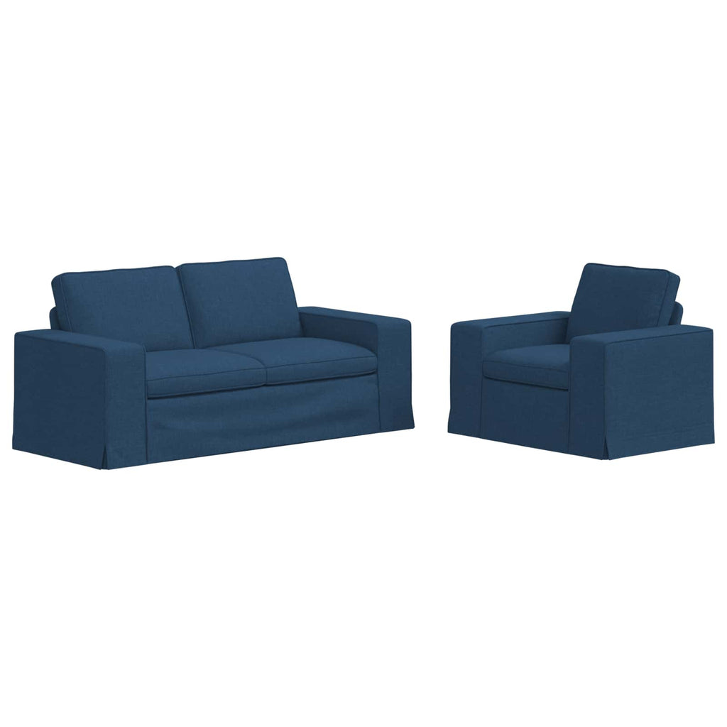 vidaXL Zestaw Sof 2 pcs Niebieski 182 x 80 x 82 cm tkanina