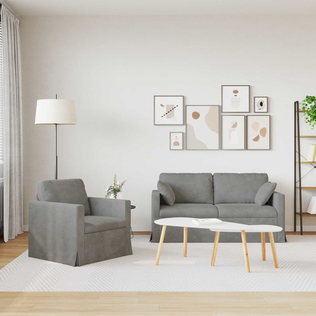 vidaXL Zestaw Sof 2 pcs Jasnoszary 158 x 78 x 80 cm Aksamit