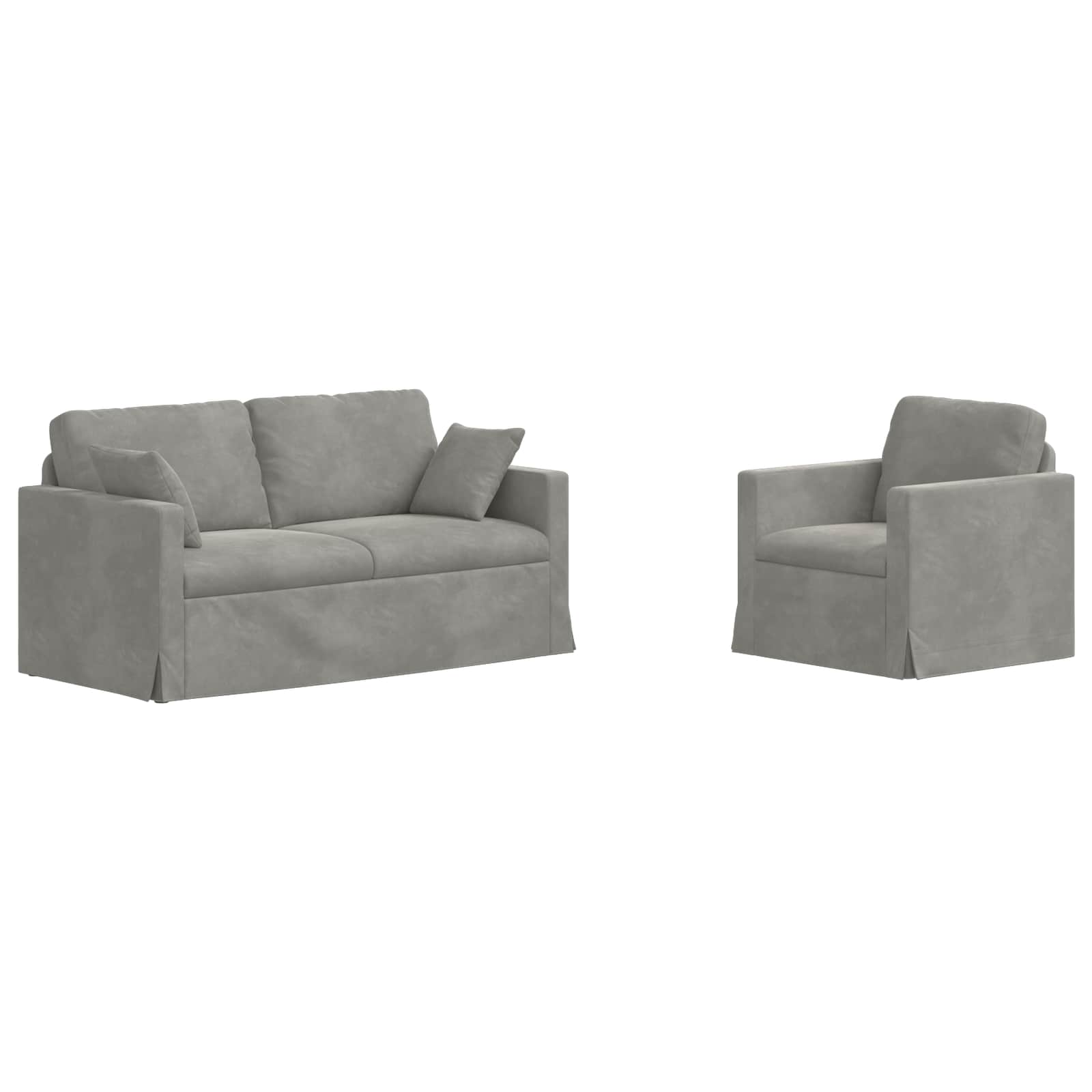 vidaXL Zestaw Sof 2 pcs Jasnoszary 158 x 78 x 80 cm Aksamit