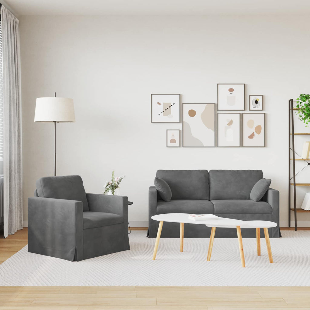 vidaXL Zestaw Sof 2 pcs Ciemnoszary 158 x 78 x 80 cm Aksamit