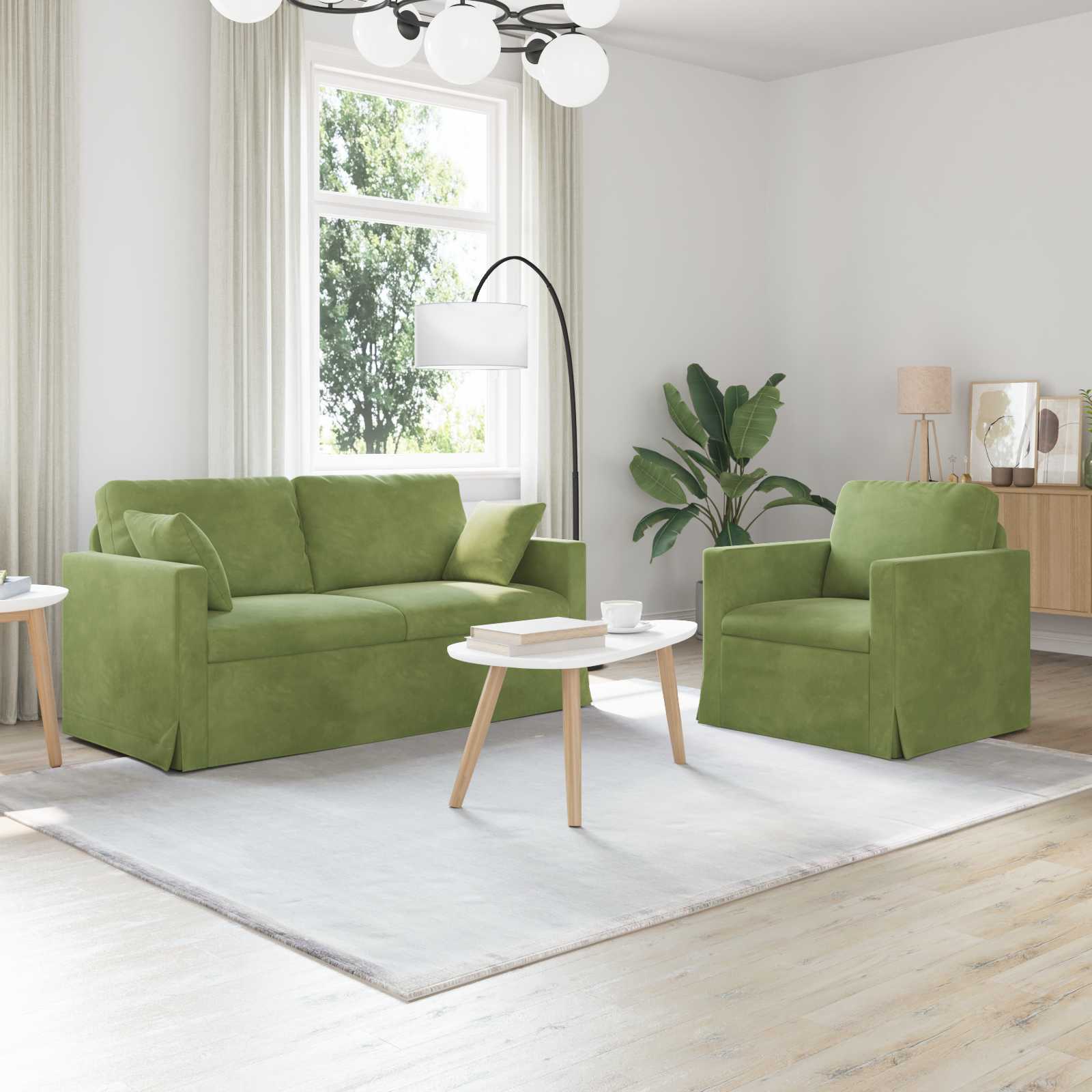 vidaXL Zestaw Sof 2 pcs Jasnozielony 158 x 78 x 80 cm Aksamit