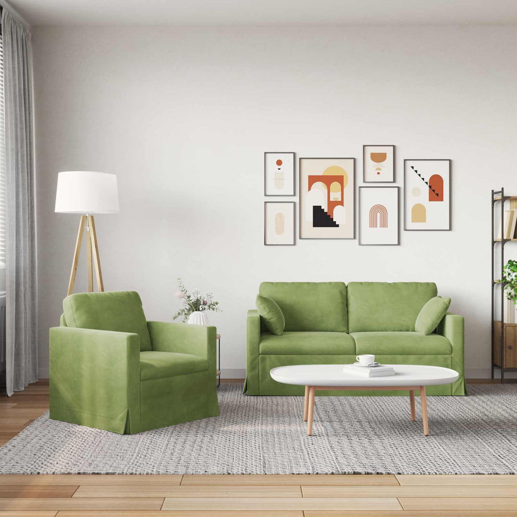 vidaXL Zestaw Sof 2 pcs Jasnozielony 158 x 78 x 80 cm Aksamit