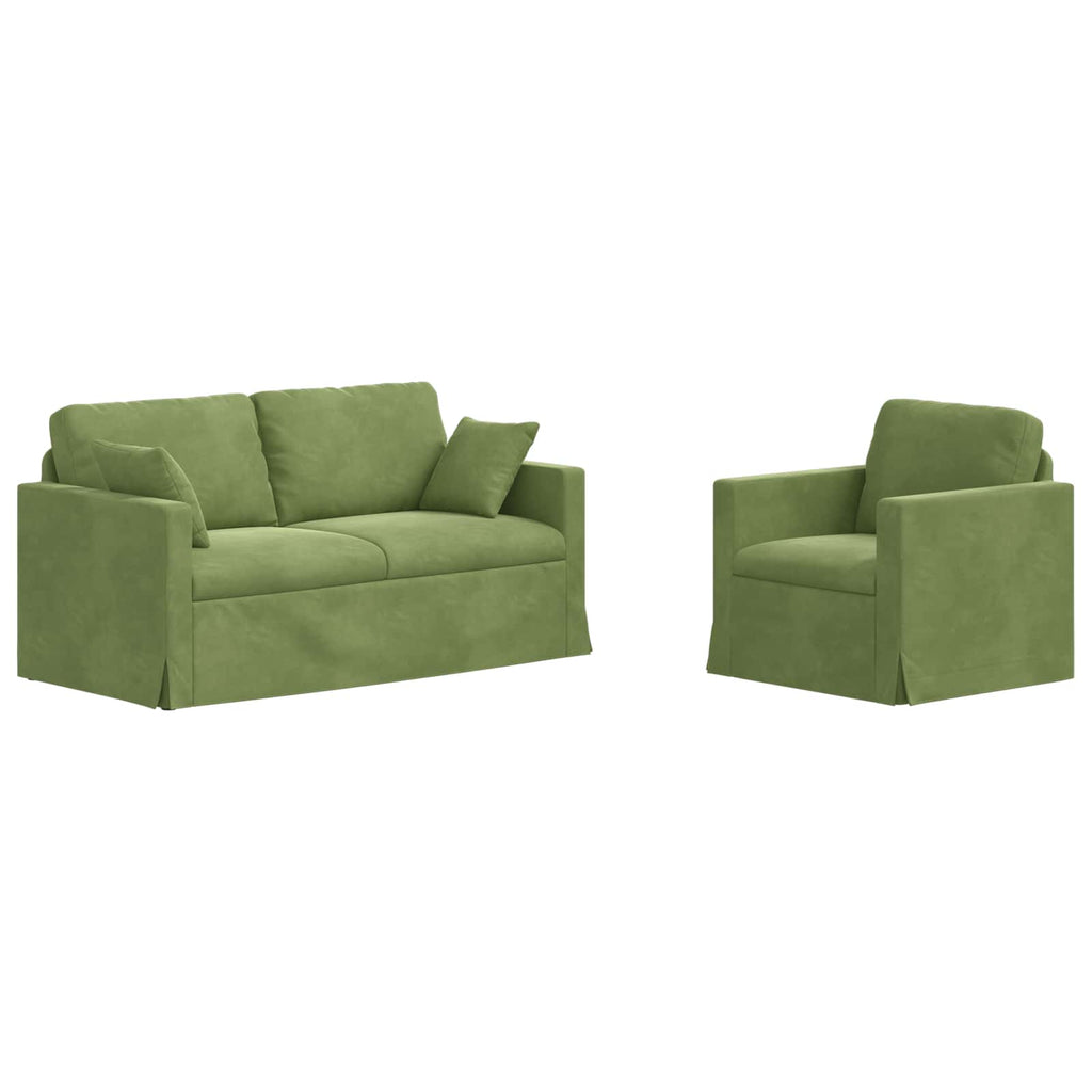 vidaXL Zestaw Sof 2 pcs Jasnozielony 158 x 78 x 80 cm Aksamit