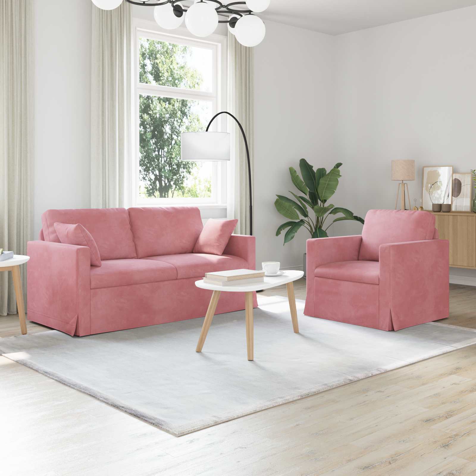 vidaXL Zestaw Sof 2 pcs Różowy 158 x 78 x 80 cm Aksamit