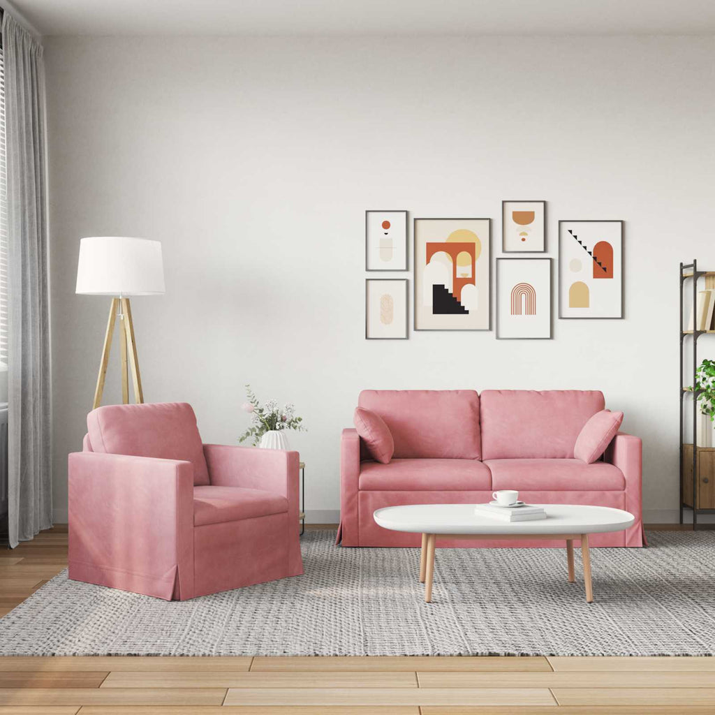 vidaXL Zestaw Sof 2 pcs Różowy 158 x 78 x 80 cm Aksamit