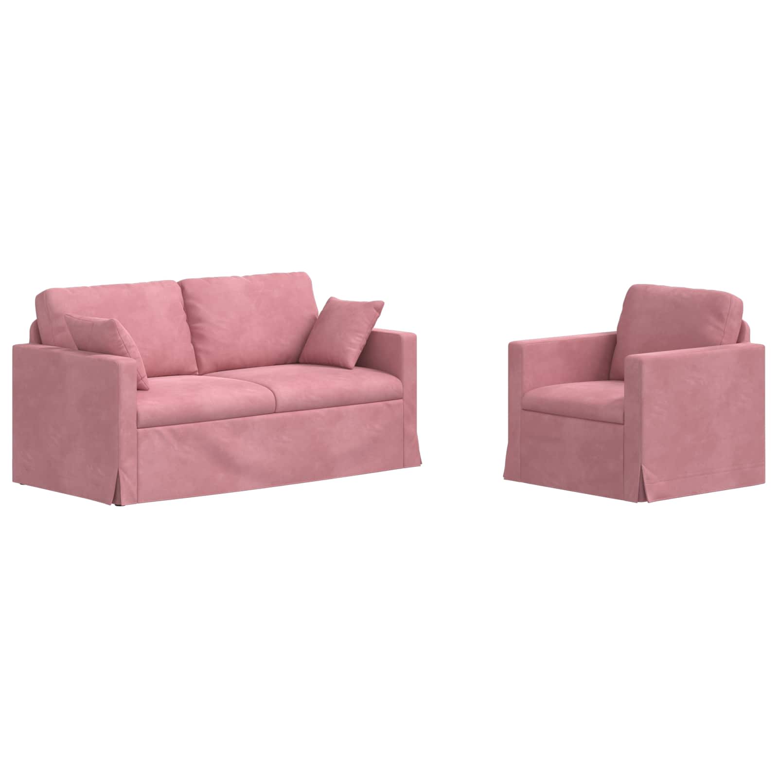 vidaXL Zestaw Sof 2 pcs Różowy 158 x 78 x 80 cm Aksamit