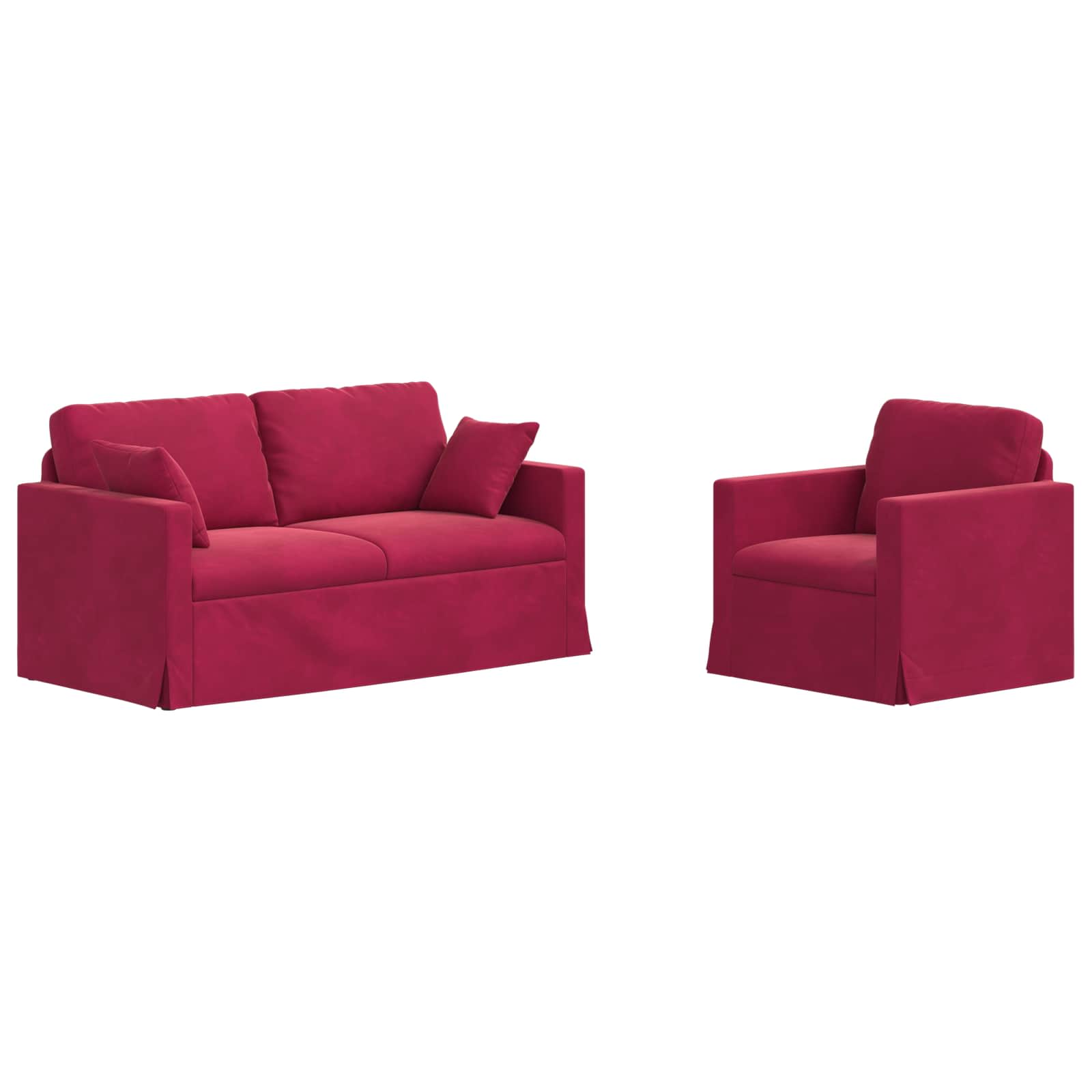 vidaXL Zestaw Sof 2 pcs Czerwone wino 158 x 78 x 80 cm Aksamit