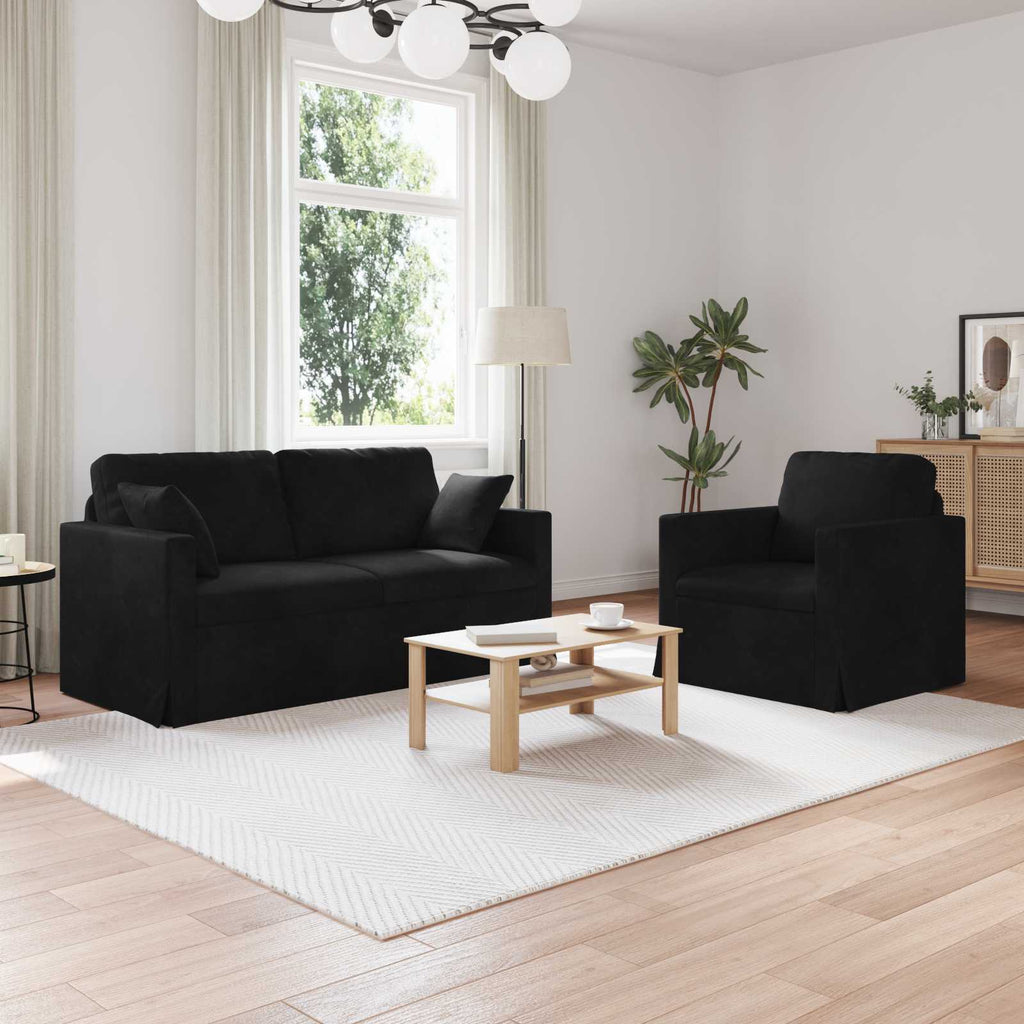 vidaXL Zestaw Sof 2 pcs Czarny 158 x 78 x 80 cm Aksamit