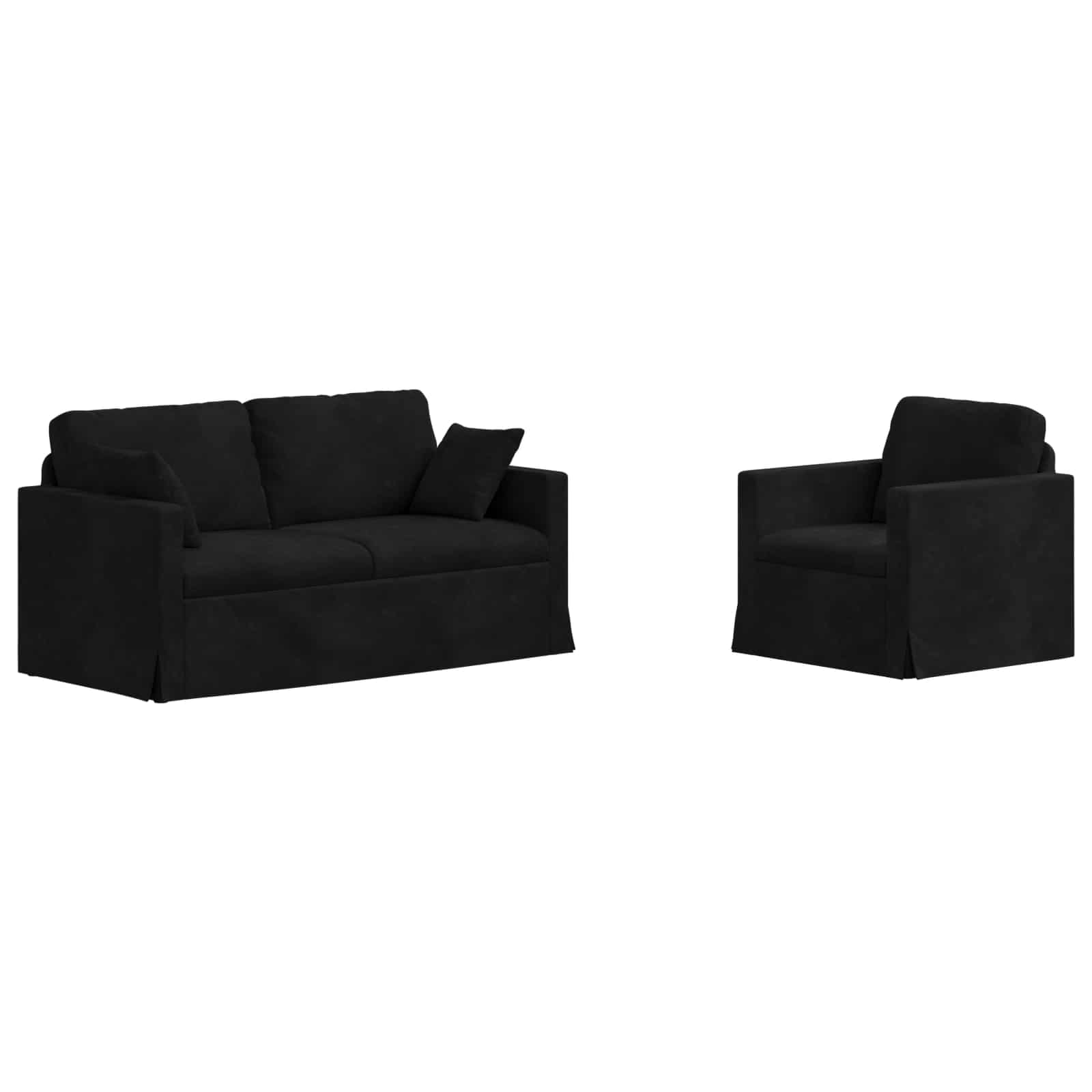 vidaXL Zestaw Sof 2 pcs Czarny 158 x 78 x 80 cm Aksamit