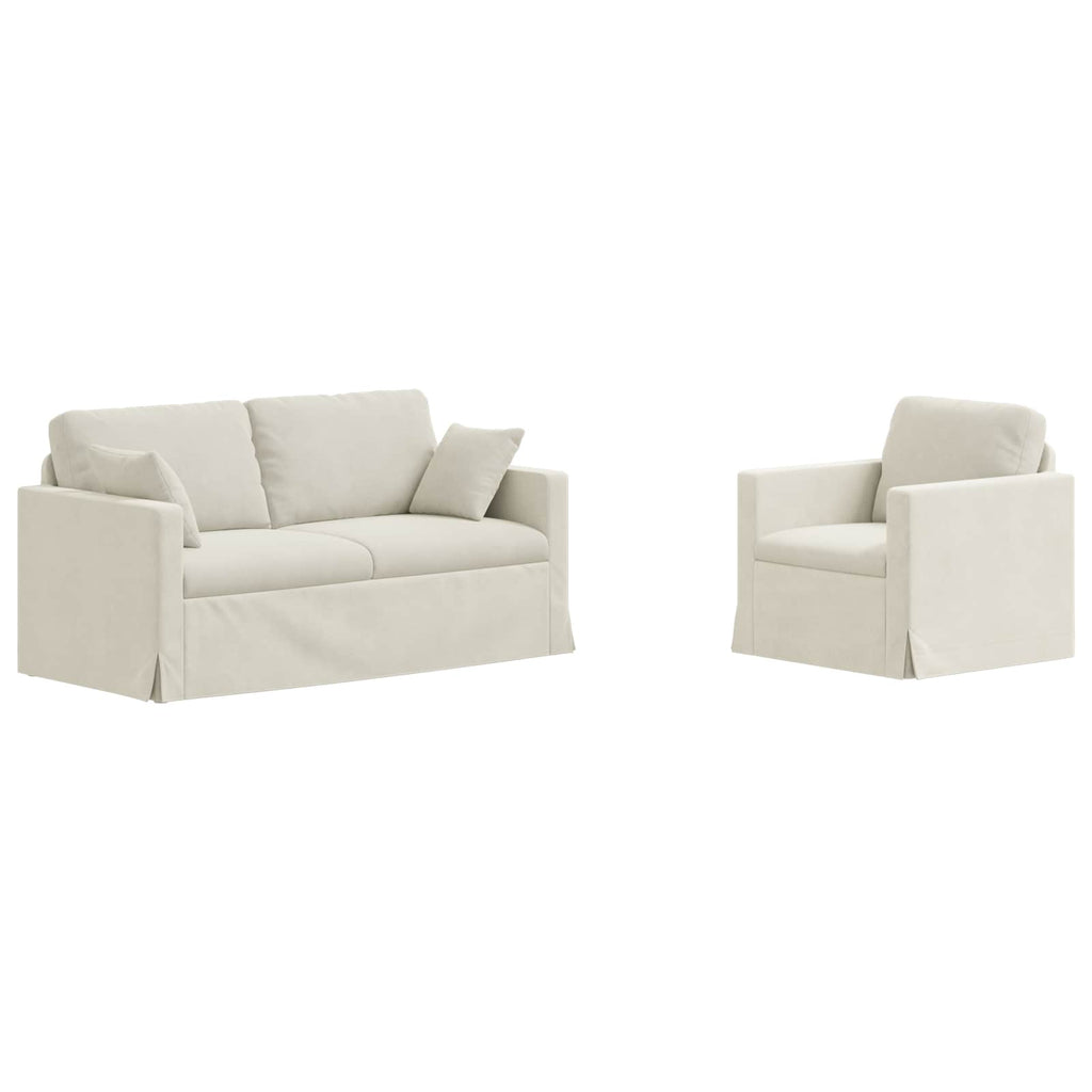 vidaXL Zestaw Sof 2 pcs Kremowy 158 x 78 x 80 cm Aksamit