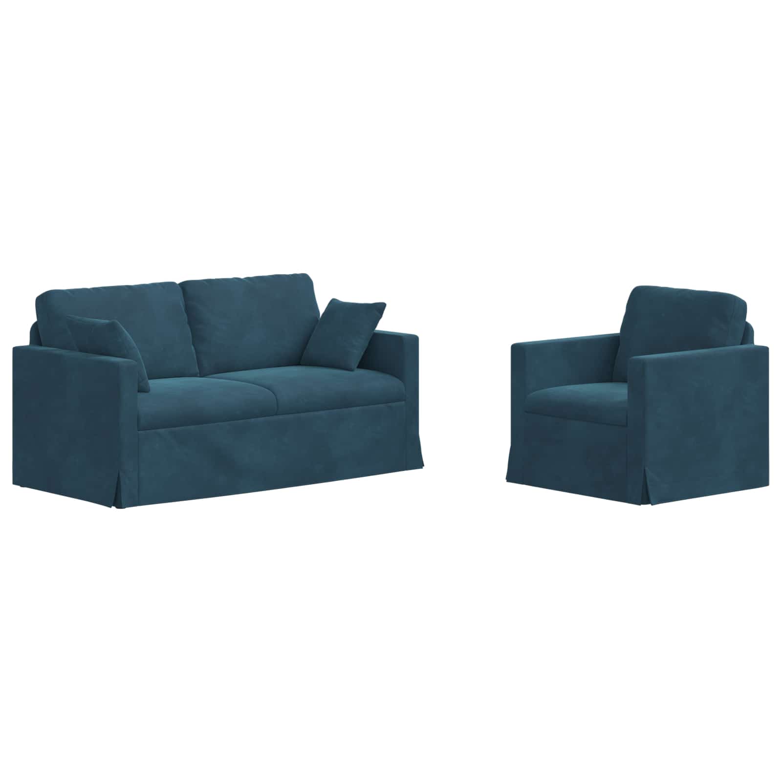 vidaXL Zestaw Sof 2 pcs Niebieski 158 x 78 x 80 cm Aksamit