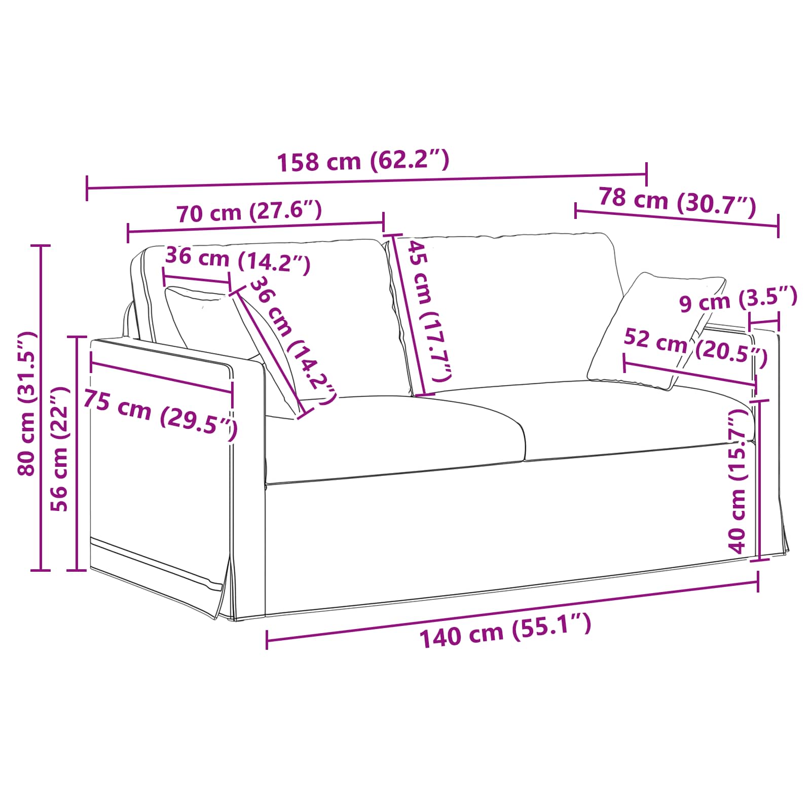 vidaXL Zestaw Sof 2 pcs Niebieski 158 x 78 x 80 cm Aksamit