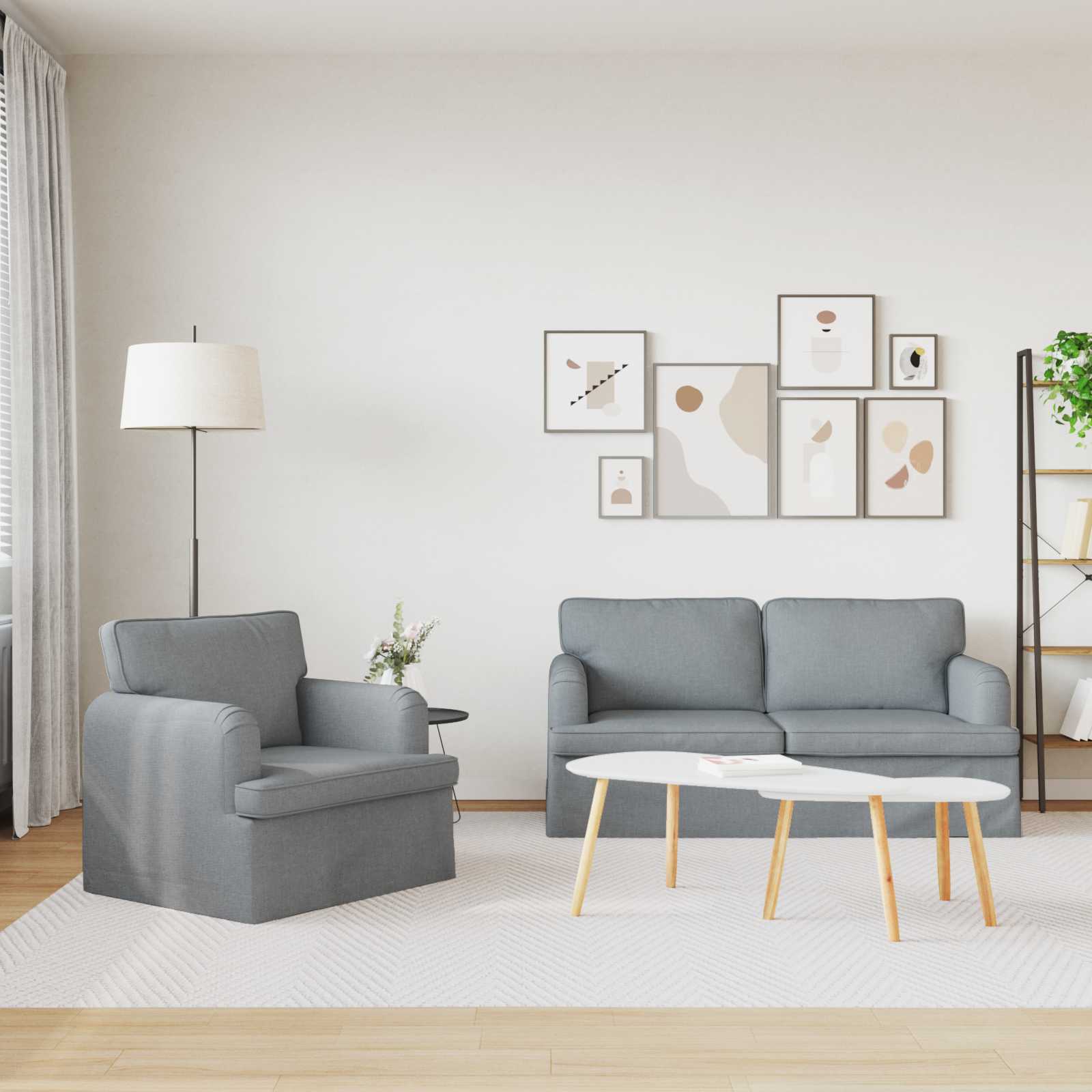 vidaXL Zestaw Sof 2 pcs Jasnoszary 162 x 80 x 85 cm tkanina