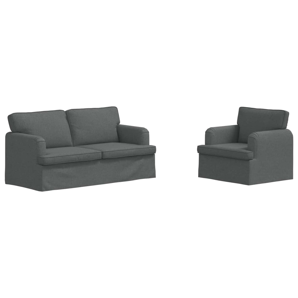 vidaXL Zestaw Sof 2 pcs Ciemnoszary 162 x 80 x 85 cm tkanina