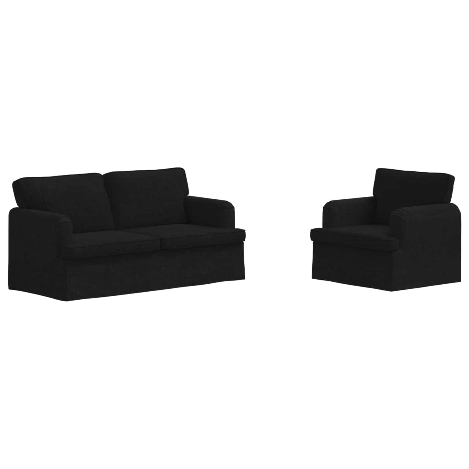 vidaXL Zestaw Sof 2 pcs Czarny 162 x 80 x 85 cm tkanina