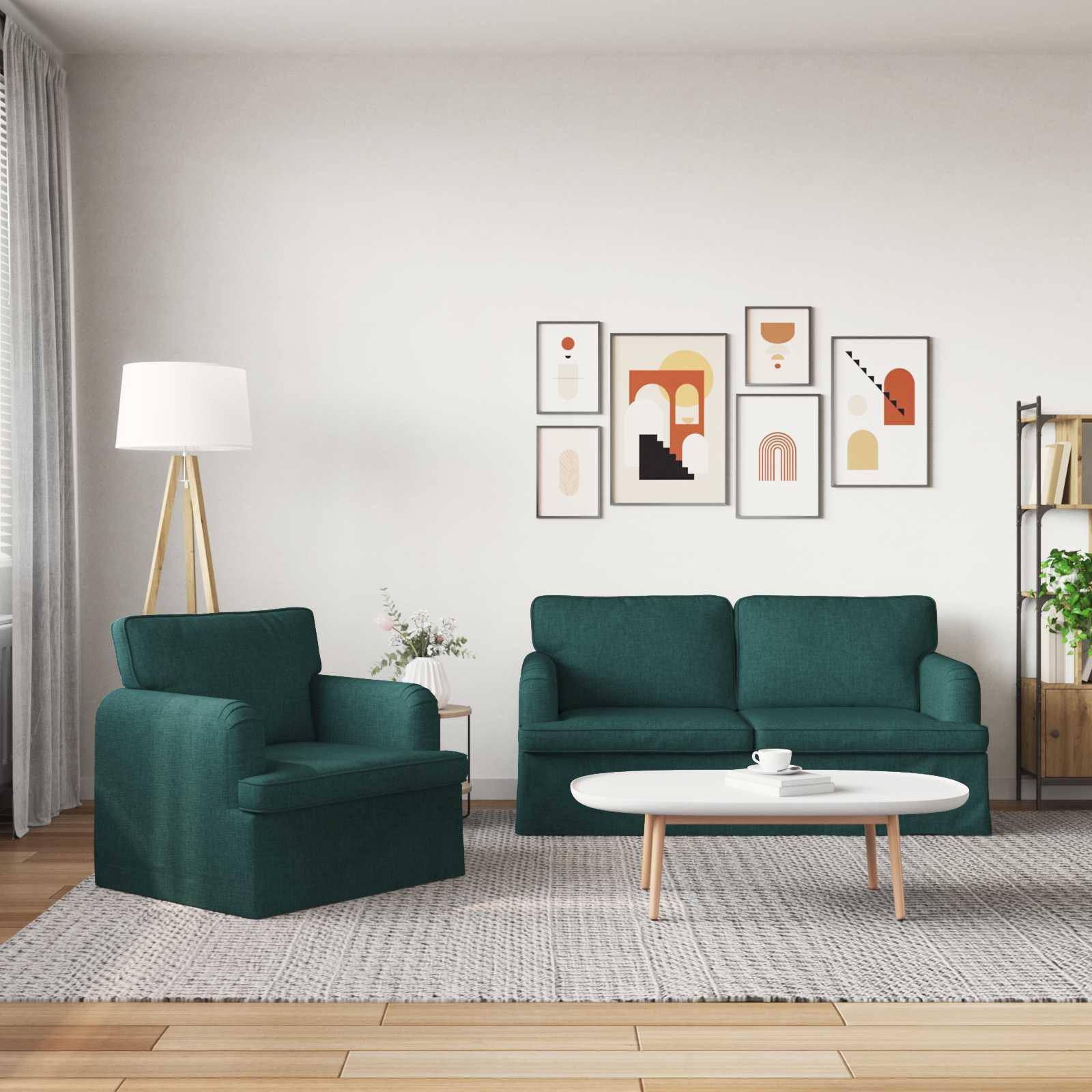 vidaXL Zestaw Sof 2 pcs Ciemna zieleń 162 x 80 x 85 cm tkanina