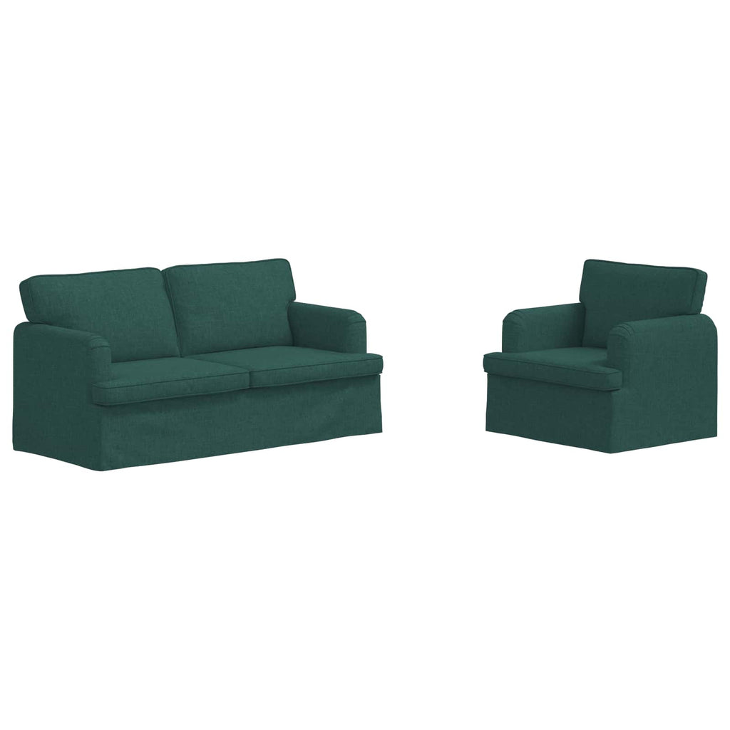vidaXL Zestaw Sof 2 pcs Ciemna zieleń 162 x 80 x 85 cm tkanina