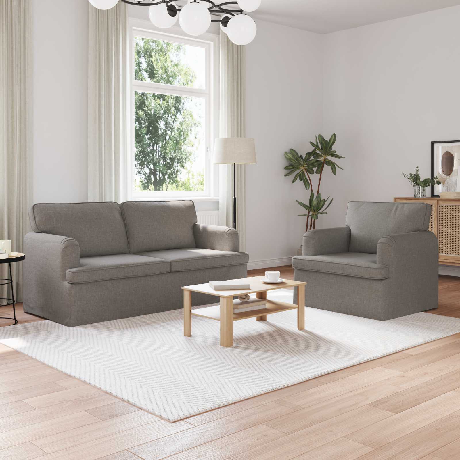 vidaXL Zestaw Sof 2 pcs Ciemnoszary 162 x 80 x 85 cm tkanina