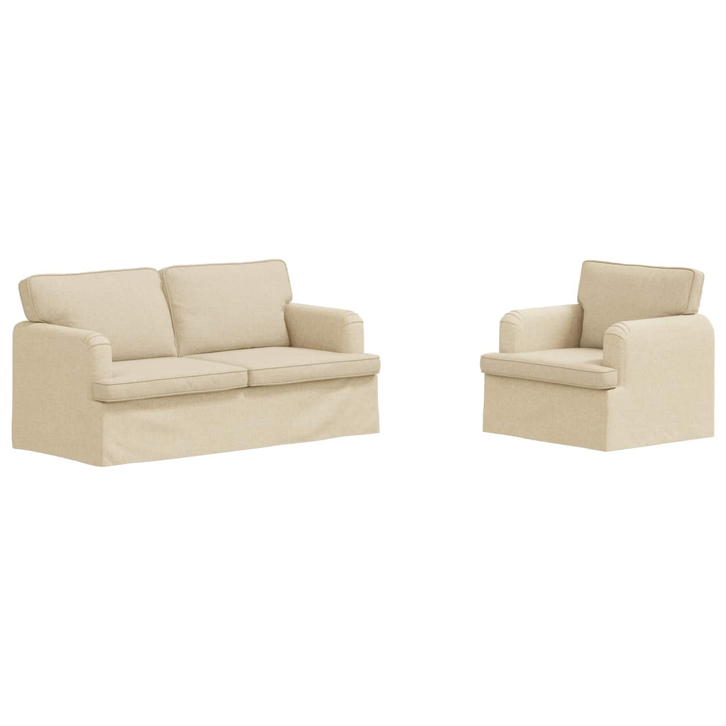 vidaXL Zestaw Sof 2 pcs Kremowy 162 x 80 x 85 cm tkanina