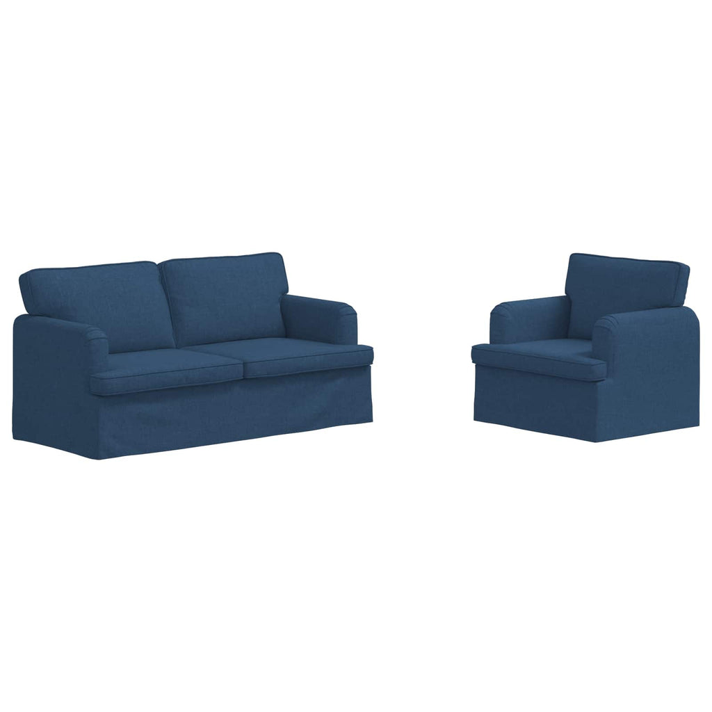 vidaXL Zestaw Sof 2 pcs Niebieski 162 x 80 x 85 cm tkanina