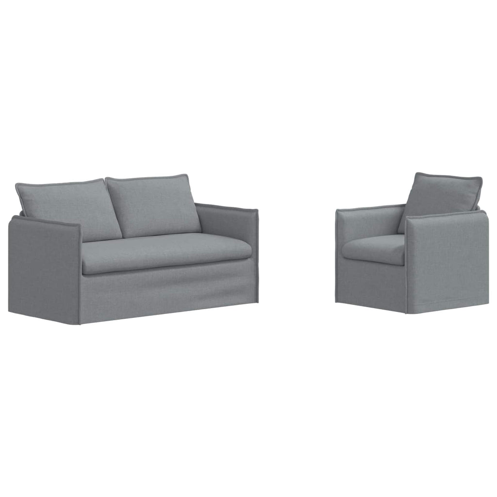 vidaXL Zestaw Sof 2 pcs jasnoszary 156 x 82 x 85 cm tkanina