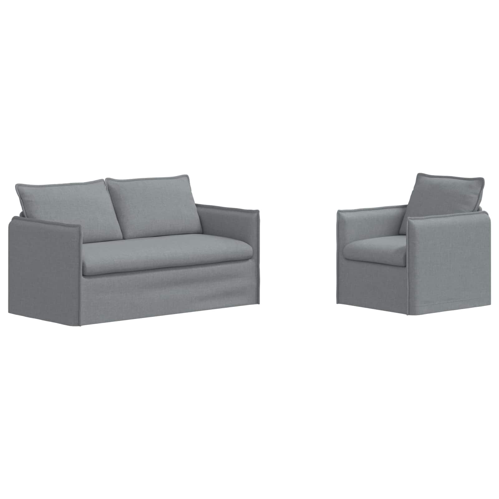 vidaXL Zestaw Sof 2 pcs jasnoszary 156 x 82 x 85 cm tkanina