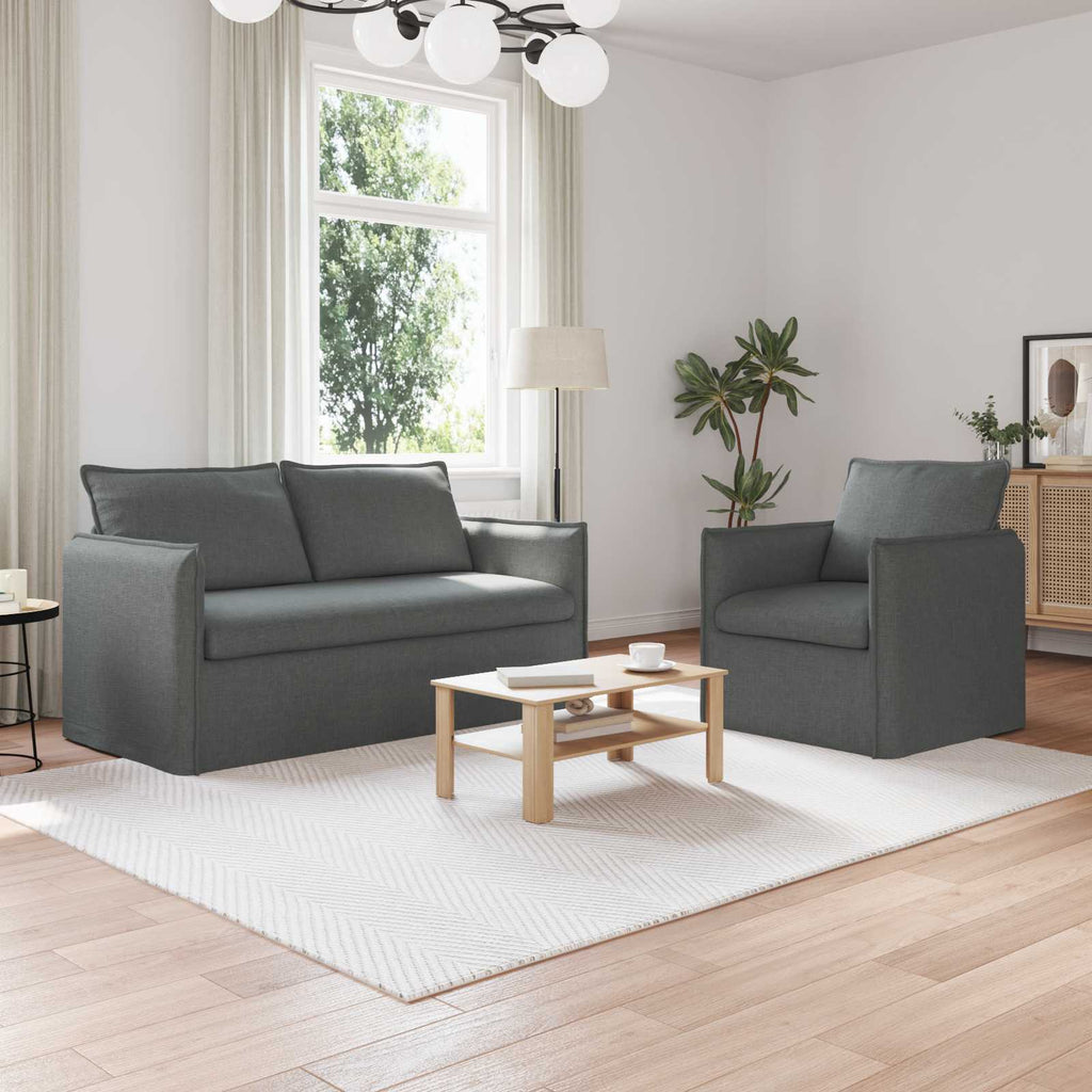 vidaXL Zestaw Sof 2 pcs ciemnoszary 156 x 82 x 85 cm tkanina