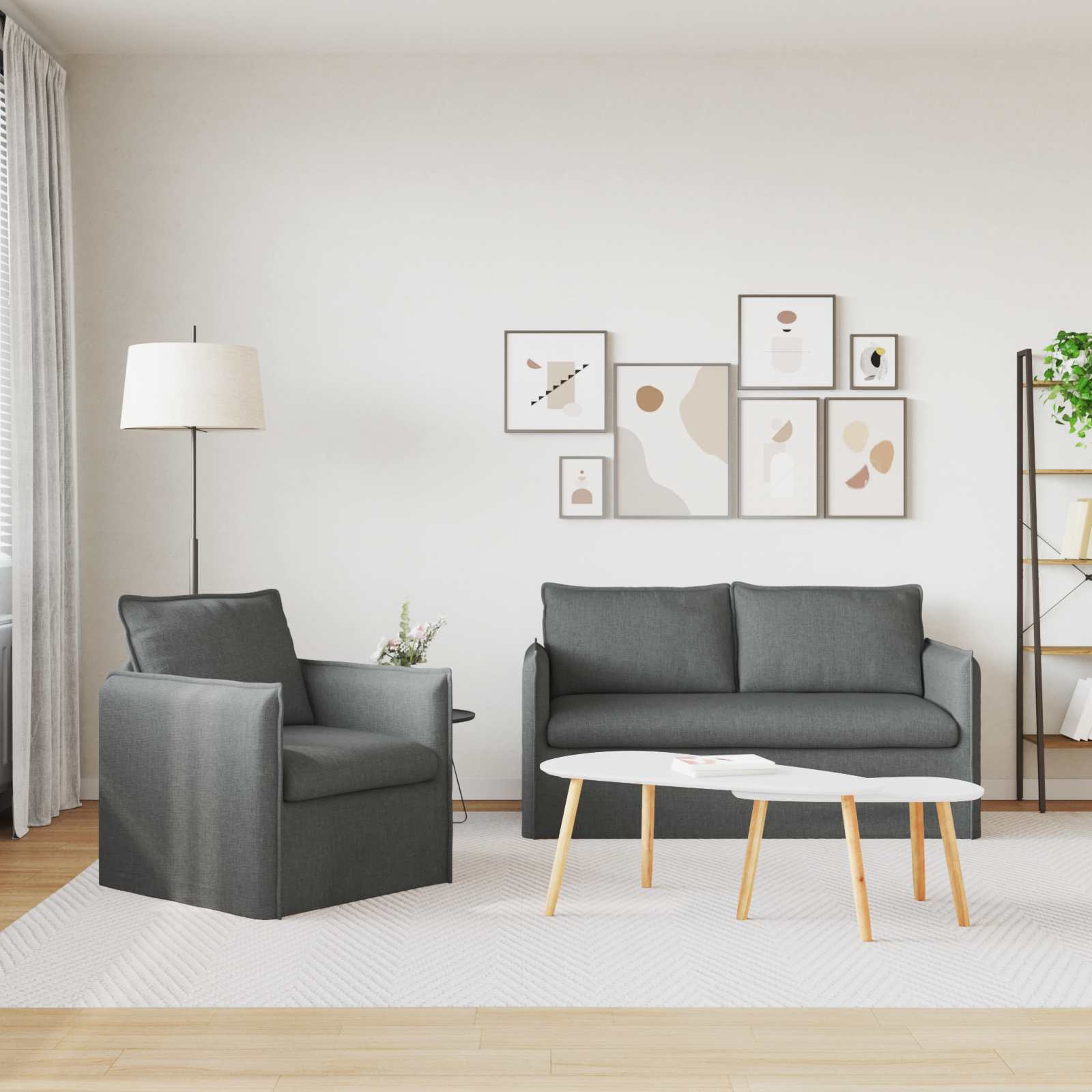 vidaXL Zestaw Sof 2 pcs ciemnoszary 156 x 82 x 85 cm tkanina