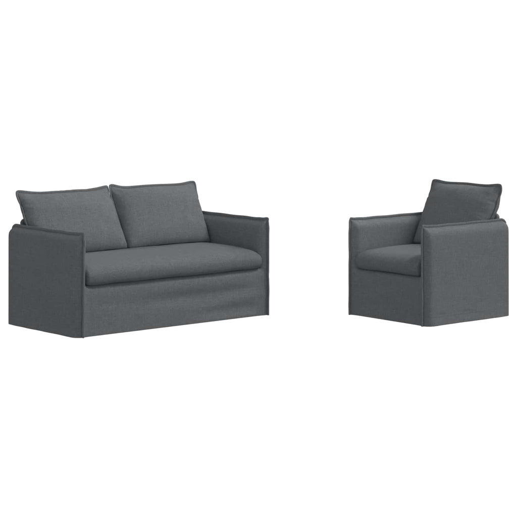 vidaXL Zestaw Sof 2 pcs ciemnoszary 156 x 82 x 85 cm tkanina