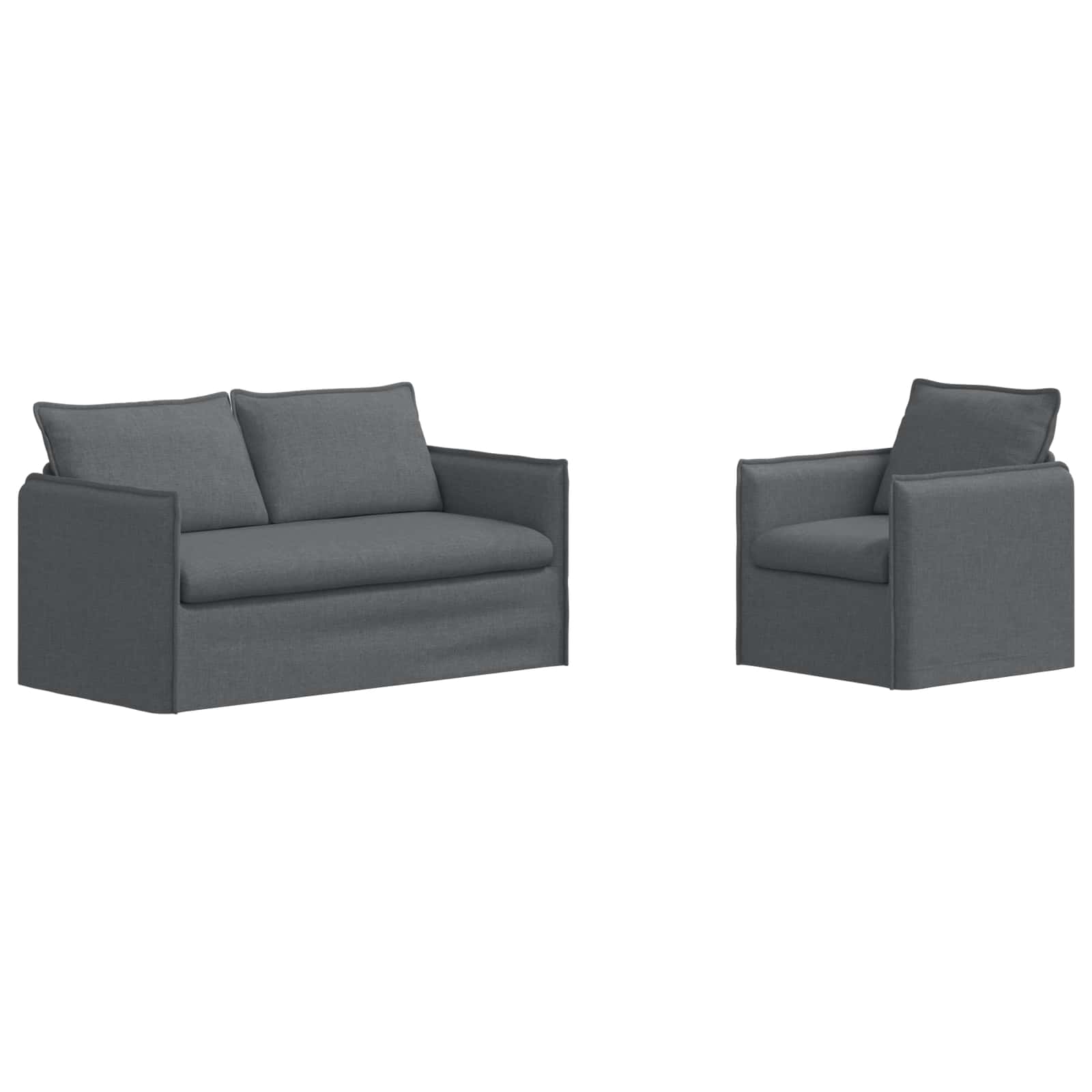 vidaXL Zestaw Sof 2 pcs ciemnoszary 156 x 82 x 85 cm tkanina