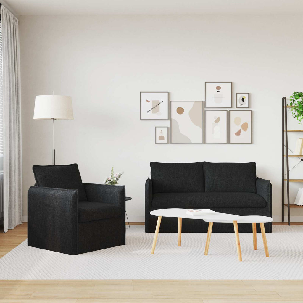 vidaXL Zestaw Sof 2 pcs Czarny 156 x 82 x 85 cm tkanina