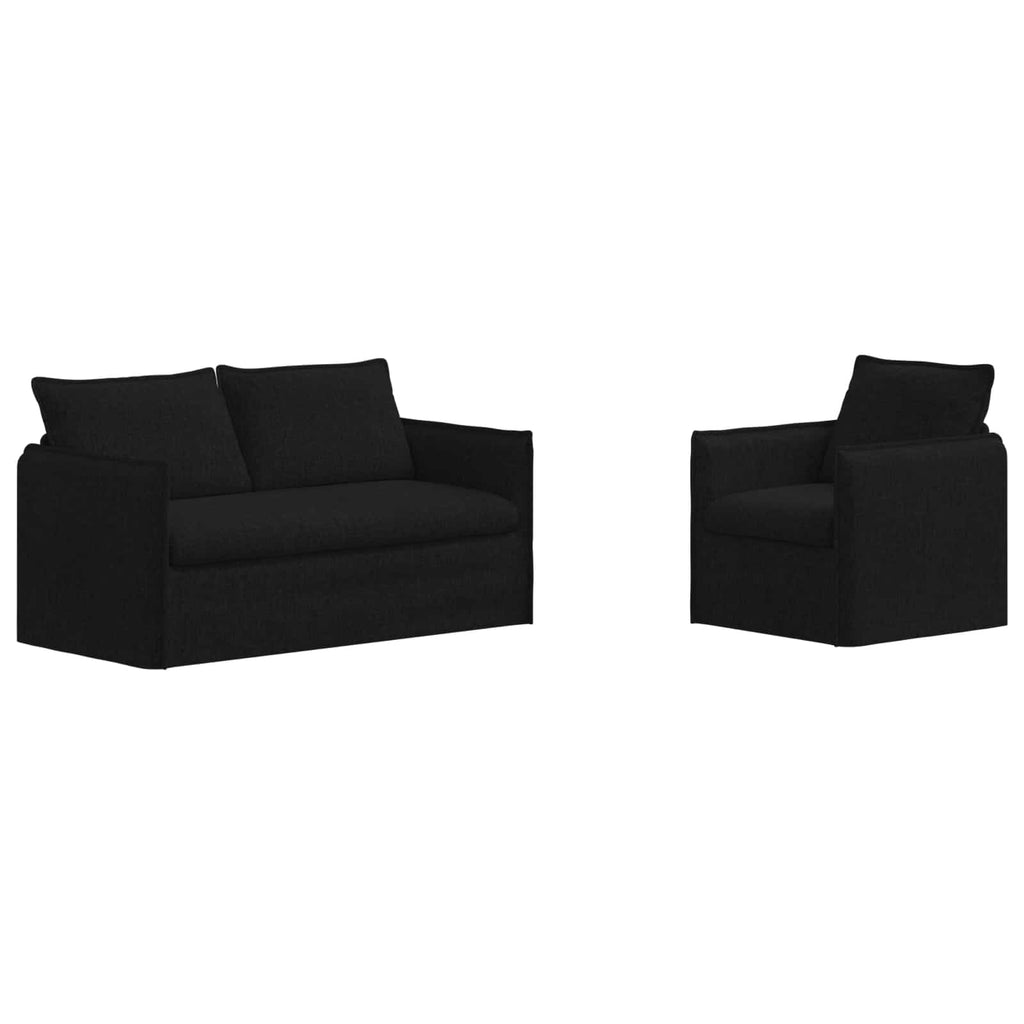 vidaXL Zestaw Sof 2 pcs Czarny 156 x 82 x 85 cm tkanina