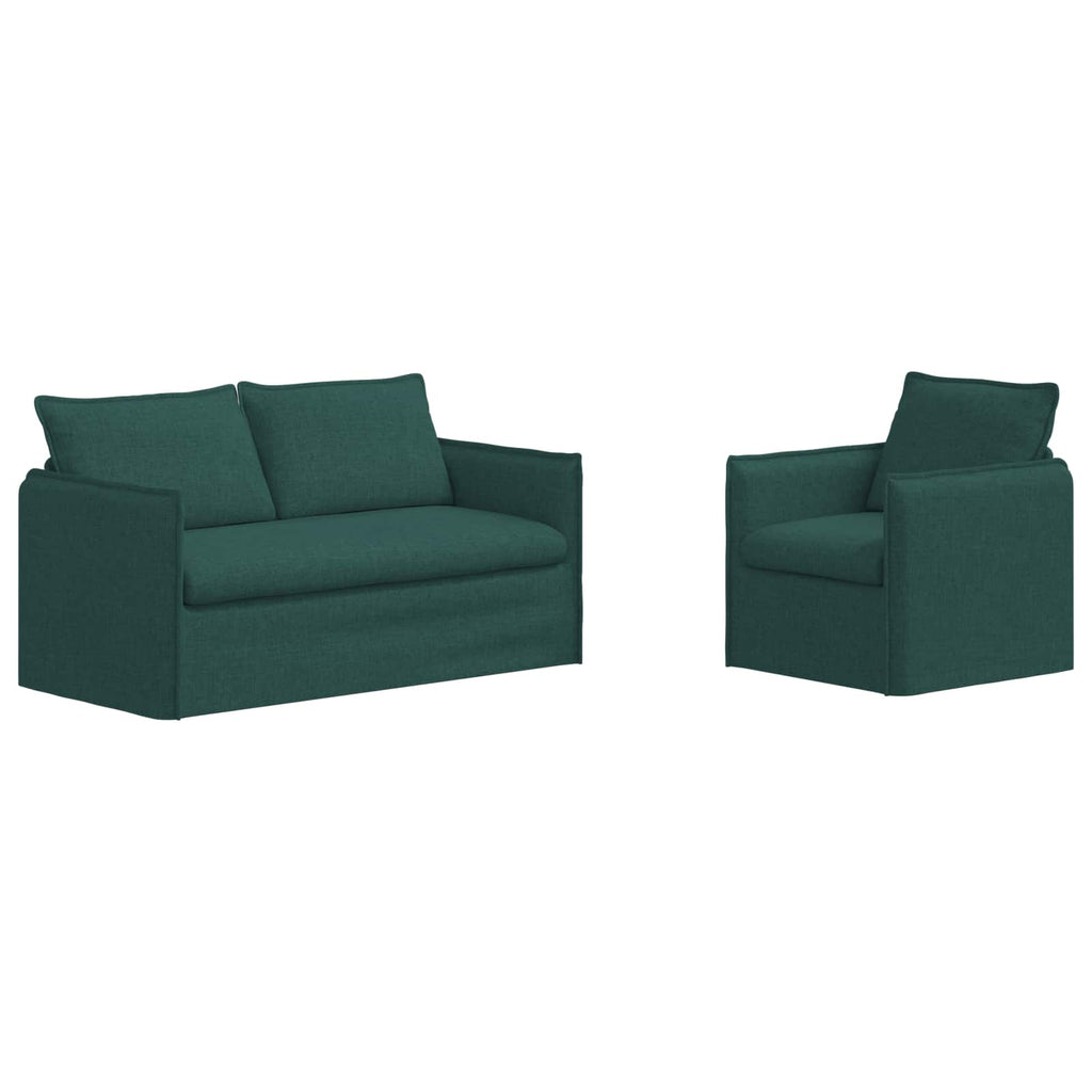 vidaXL Zestaw Sof 2 pcs Ciemnozielony 156 x 82 x 85 cm tkanina