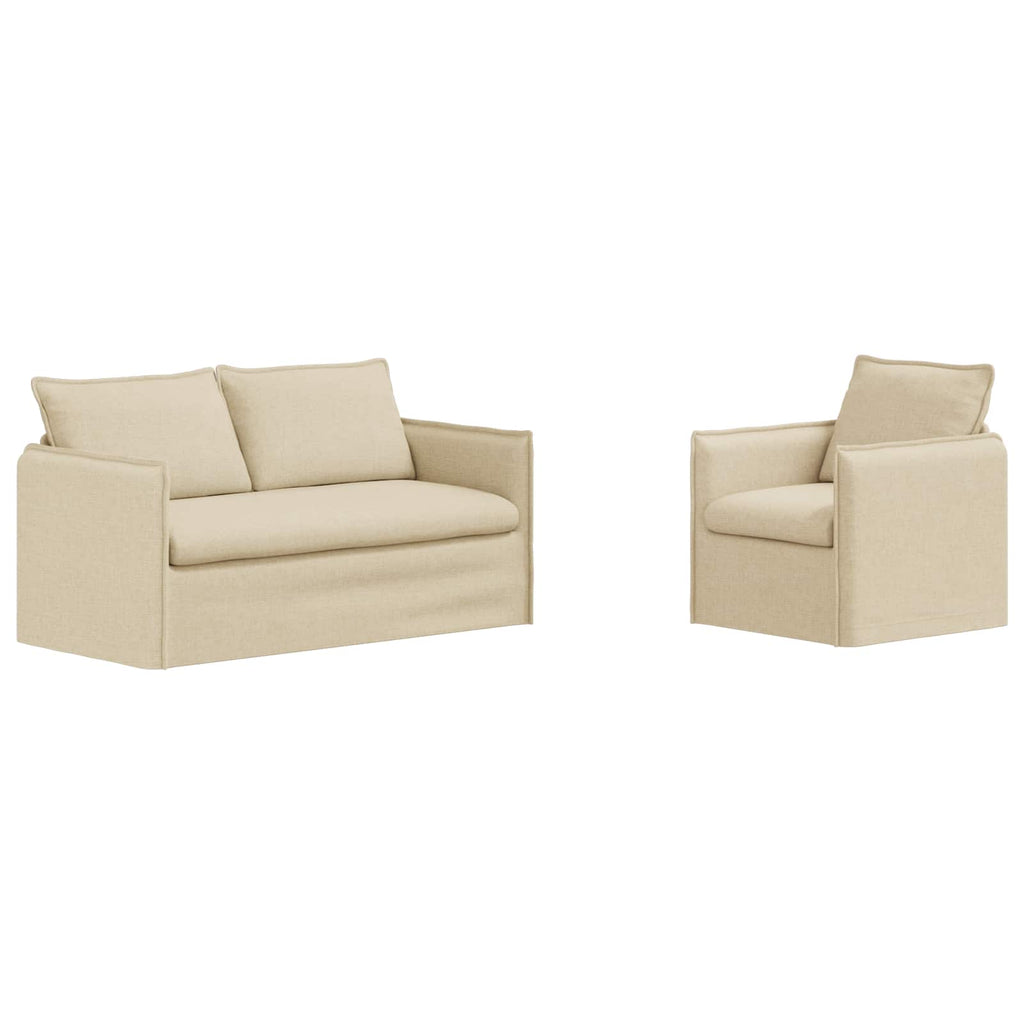 vidaXL Zestaw Sof 2 pcs kremowy 156 x 82 x 85 cm tkanina