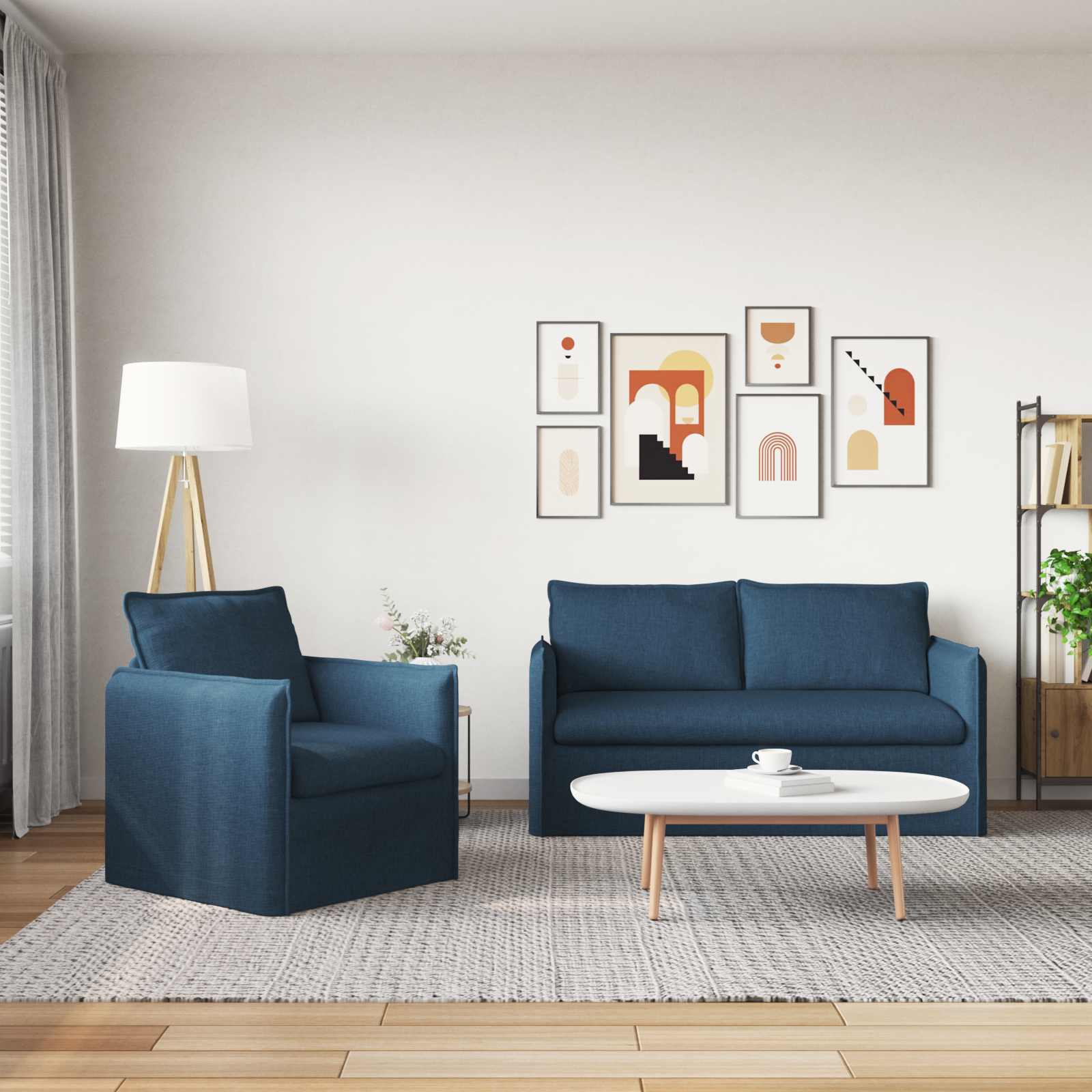 vidaXL Zestaw Sof 2 pcs niebieski 156 x 82 x 85 cm tkanina