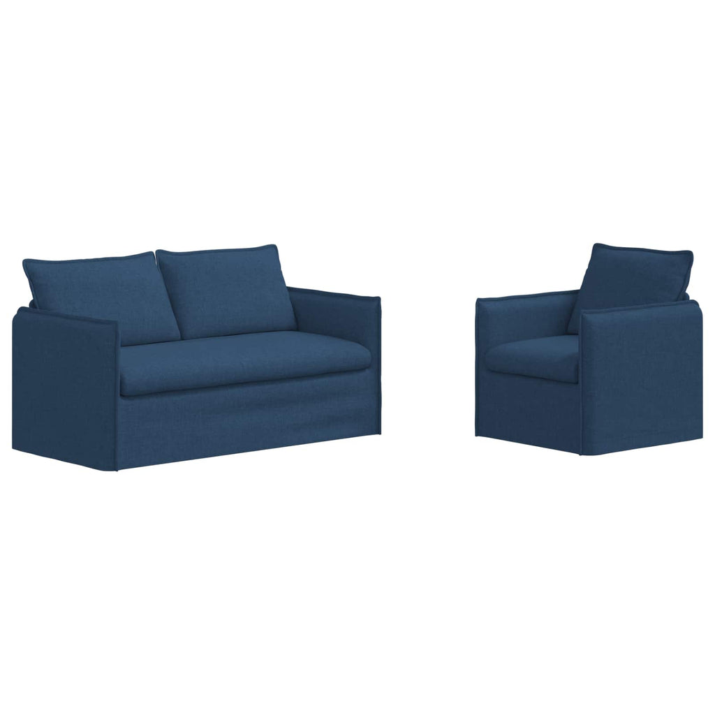 vidaXL Zestaw Sof 2 pcs niebieski 156 x 82 x 85 cm tkanina